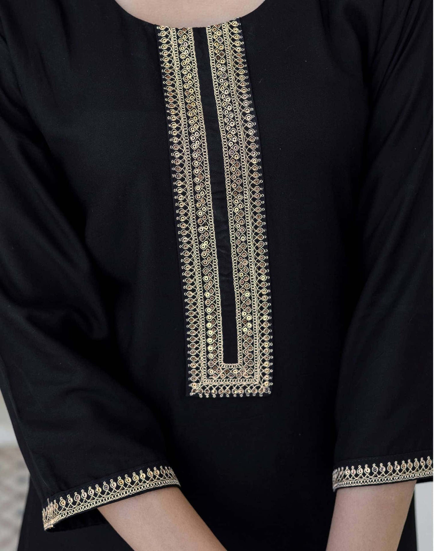 Rayon Sequins, Embroidery and Gota Lace Straight Kurta with Pant & Dupatta