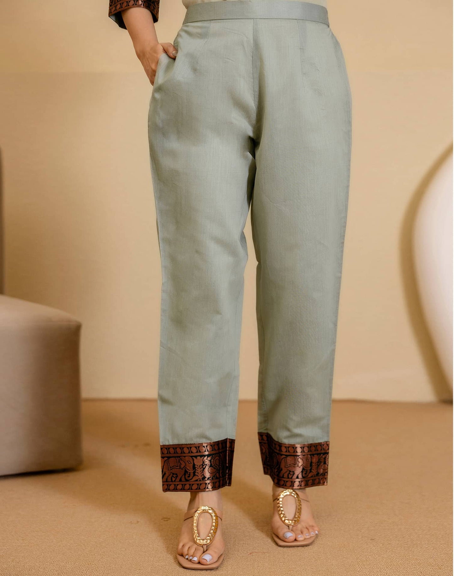 Chanderi Woven Straight Kurta with Pant & Dupatta