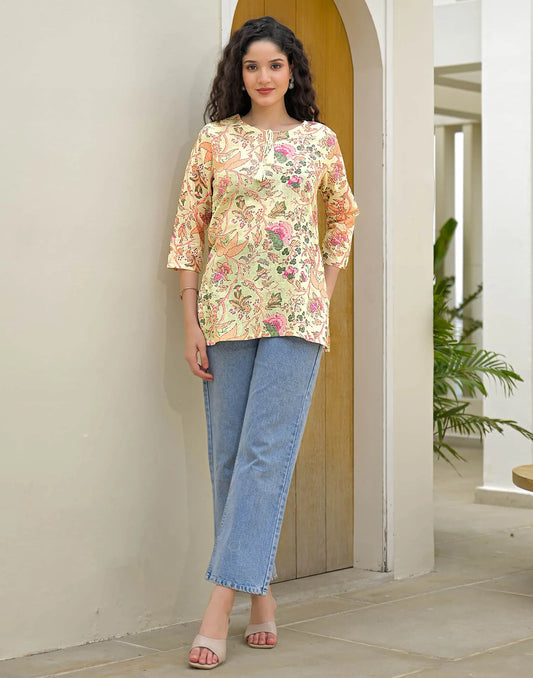 Cotton Printed Straight Kurti