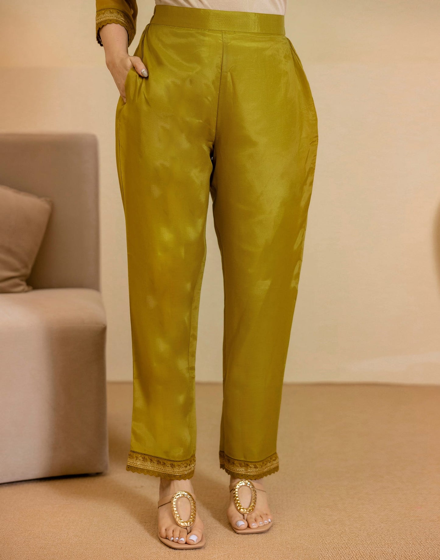 Silk Blend Embroidered Straight Kurta with Pant & Dupatta