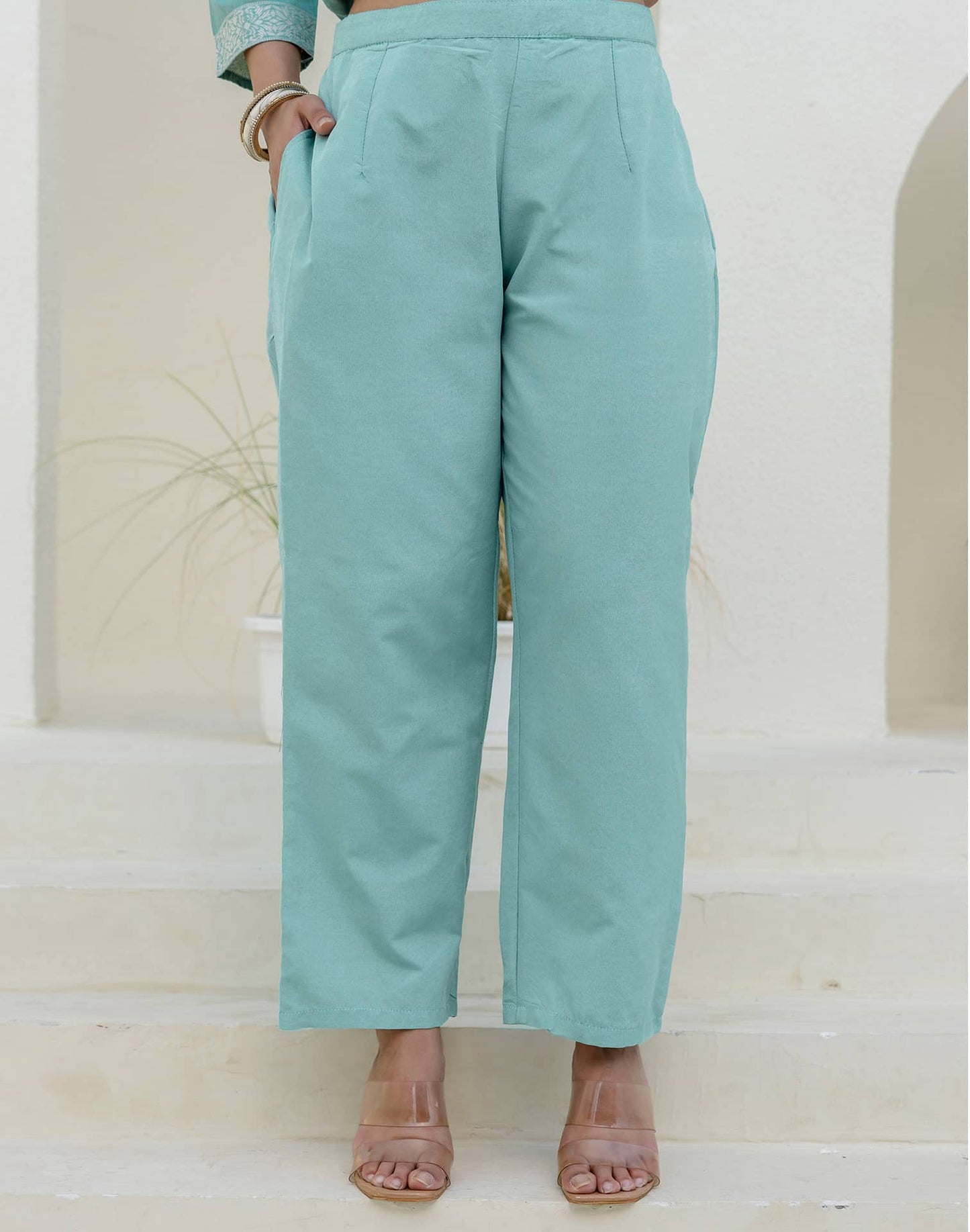 Cotton Weaving Straight Kurta with Pant & Dupatta