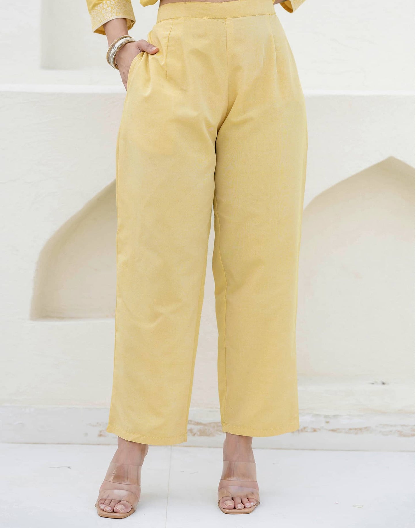 Cotton Weaving Straight Kurta with Pant & Dupatta