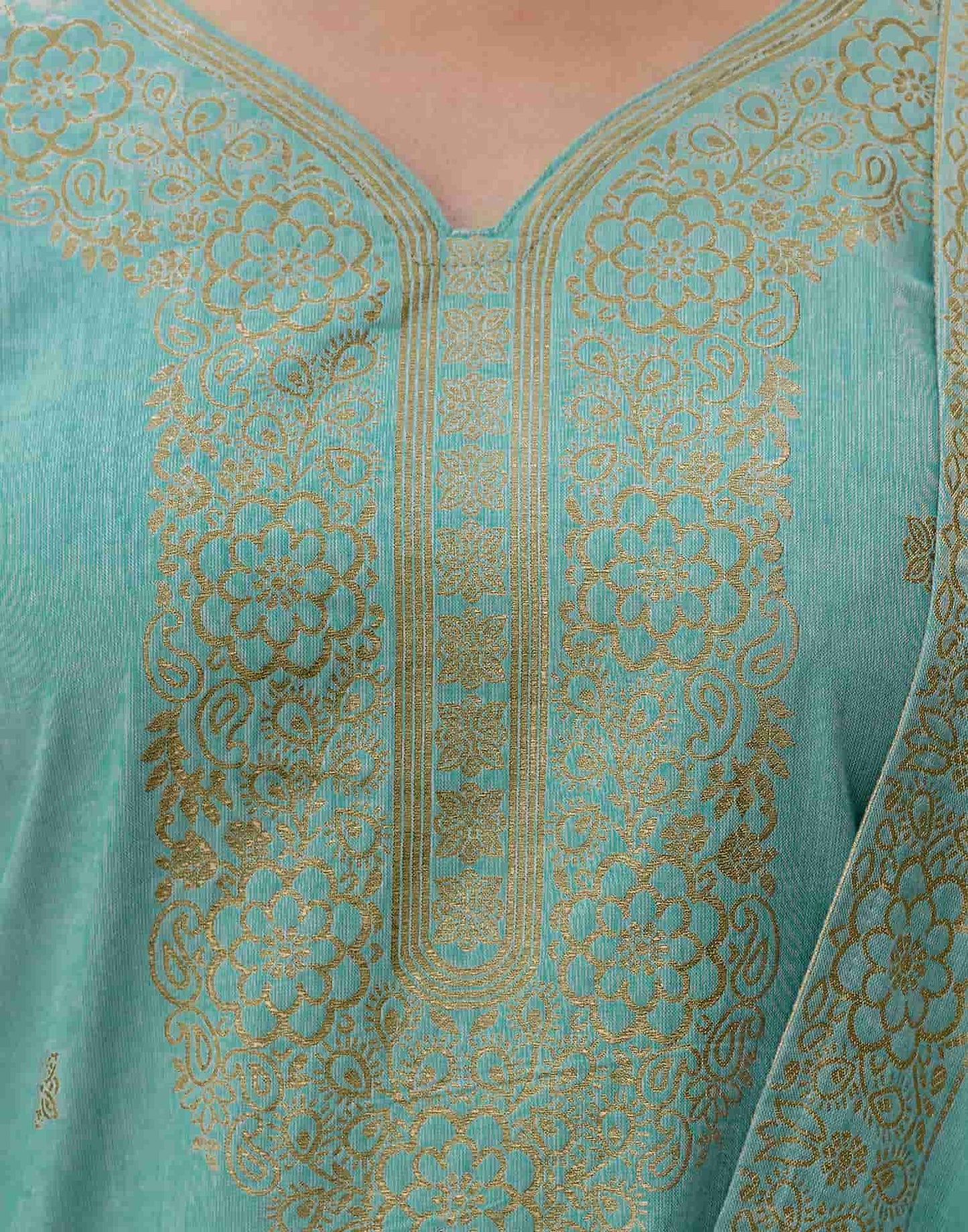 Cotton Woven Design Straight Kurta with Pant & Dupatta