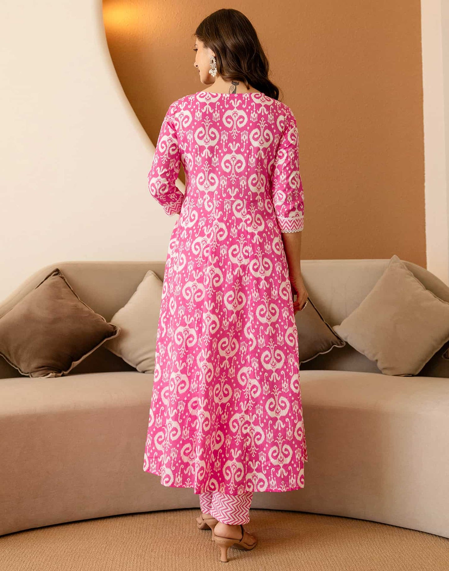 Cotton Printed Anarkali Kurta with Pant & Dupatta