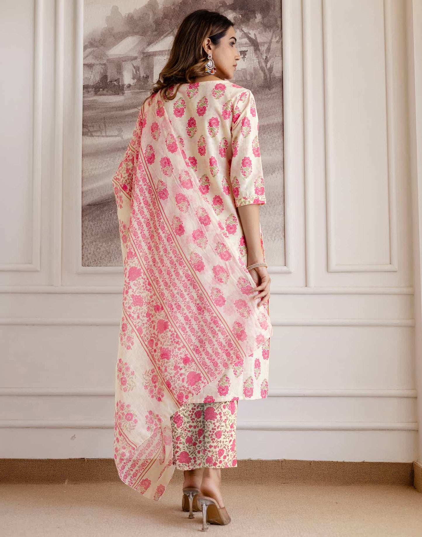 Cotton Printed Straight Kurta with Pant & Dupatta