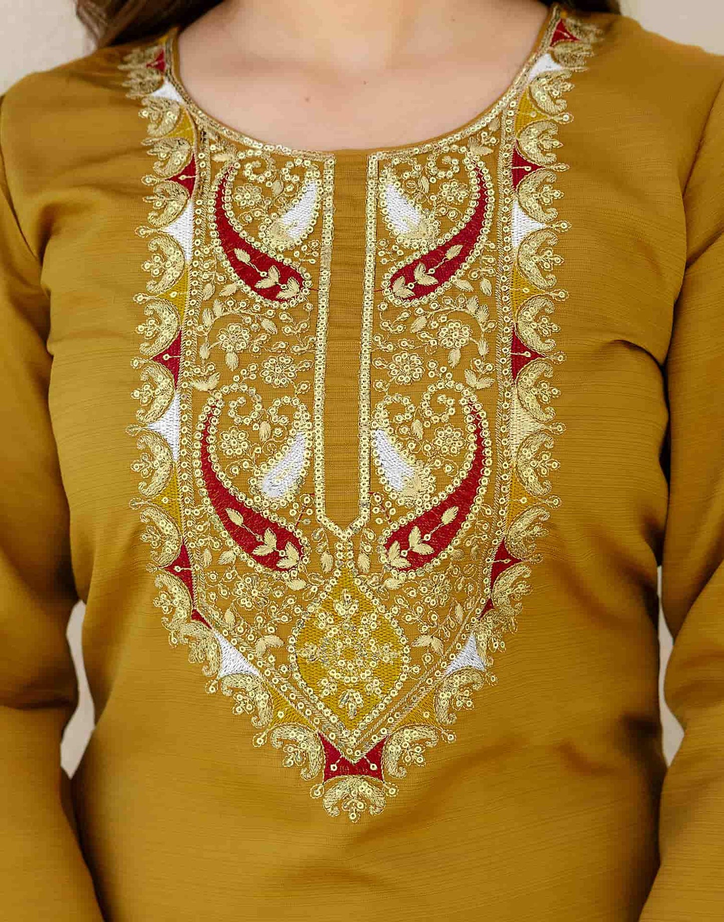 Silk Embroidered Straight Kurta with Pant & Dupatta