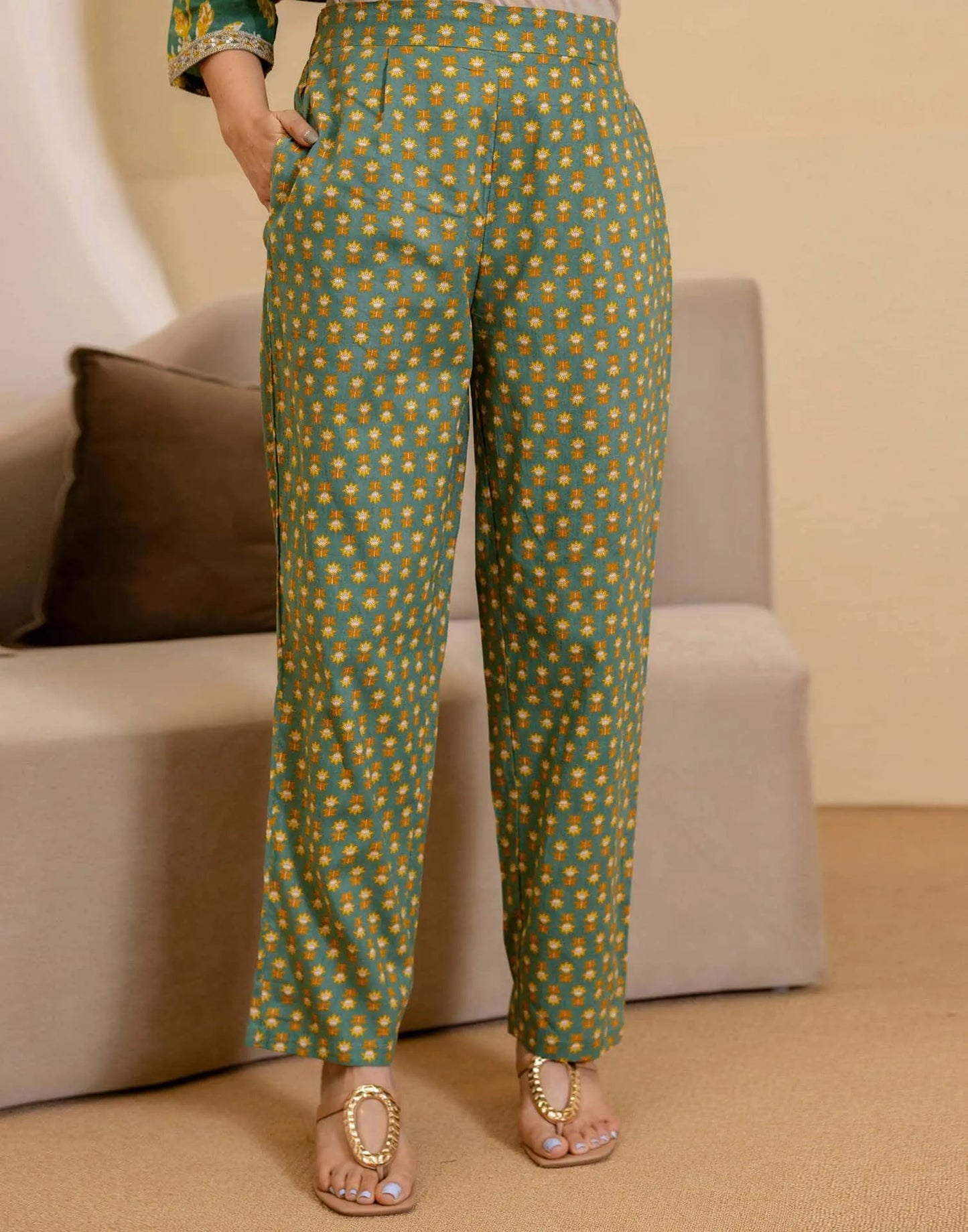 Cotton Printed Straight Kurta with Pant & Dupatta