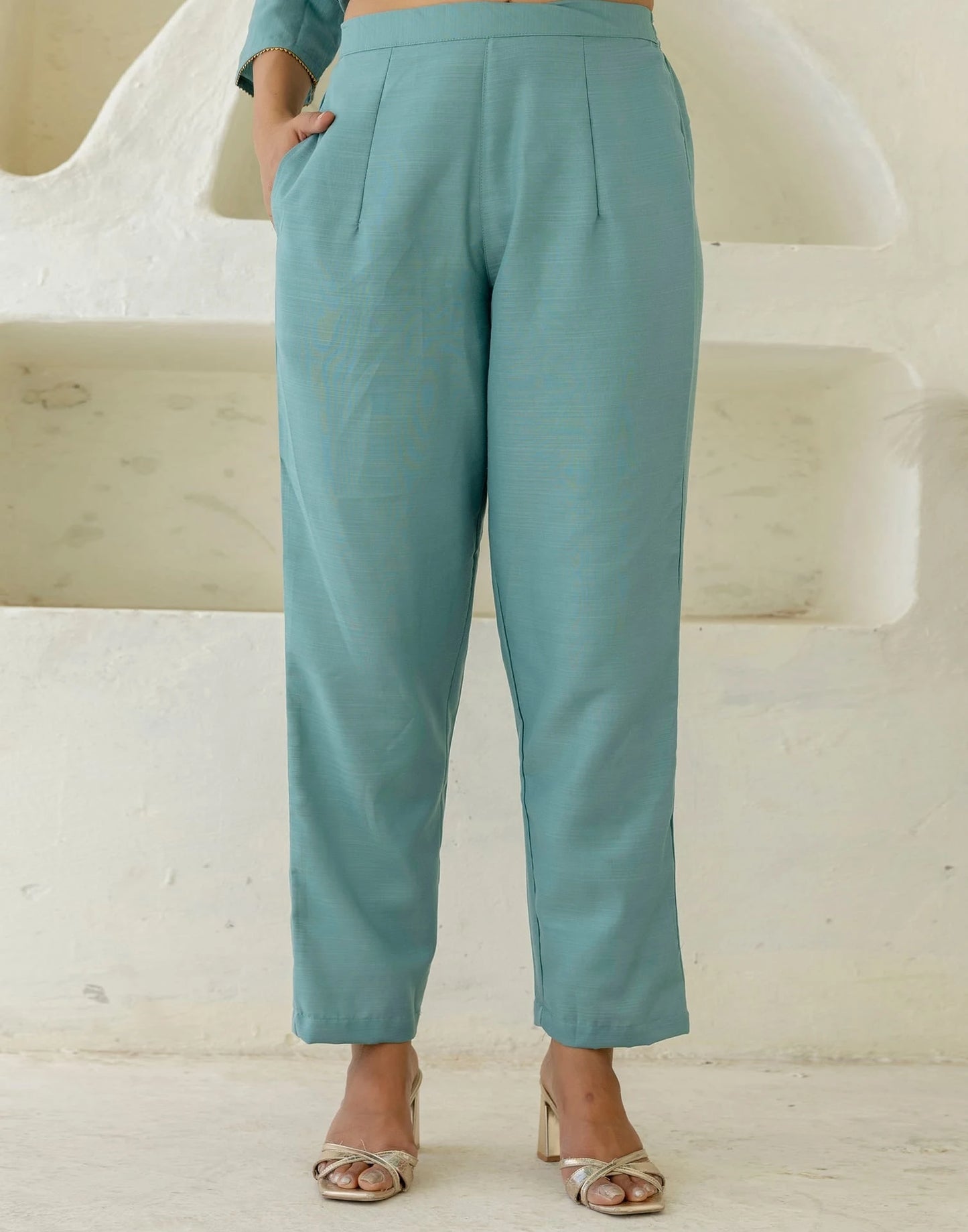 Light Green Cotton Embroidered Straight Kurta with Pant and Dupatta