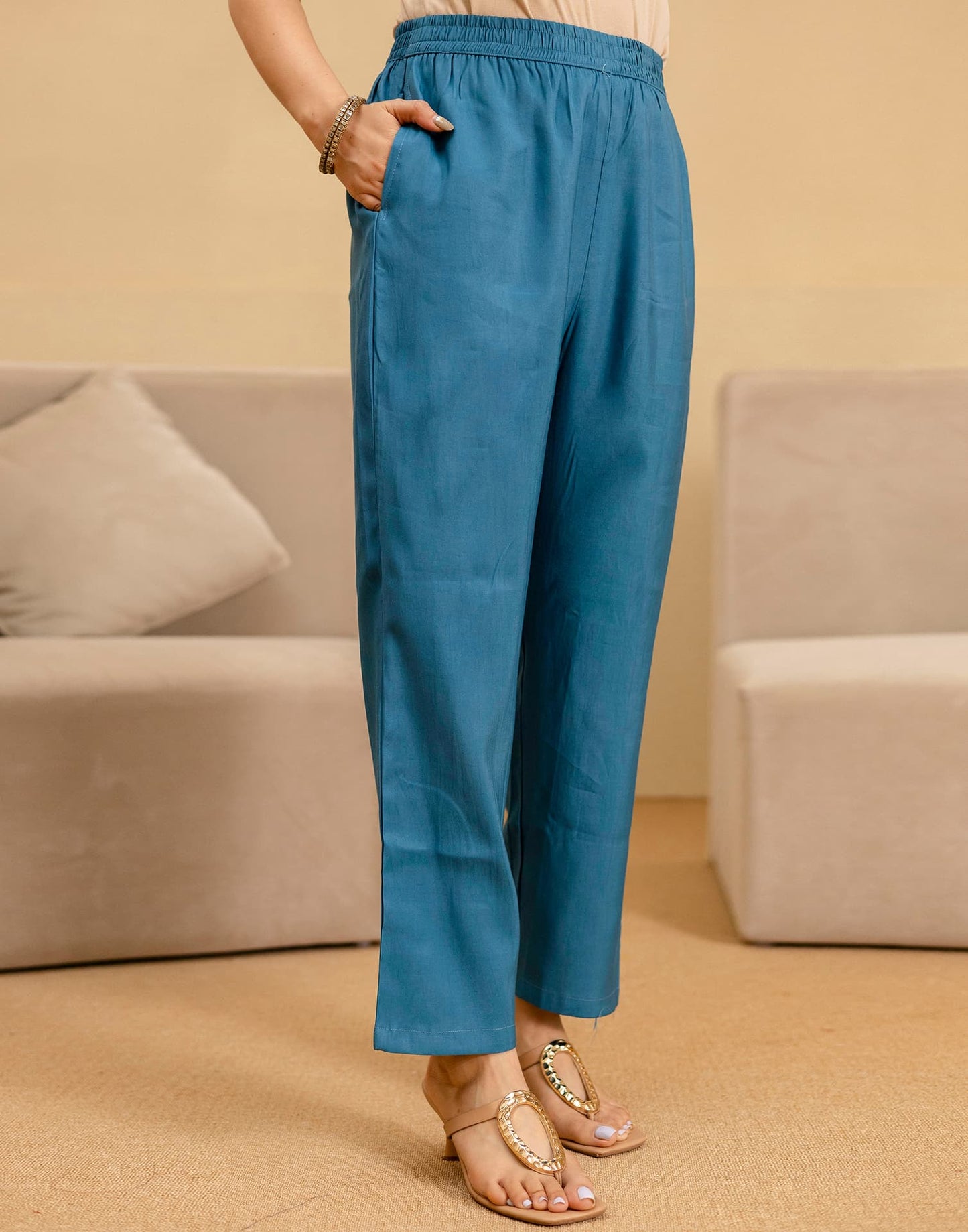 Affordable Blue Silk Embroidered Straight Kurta Set under 999