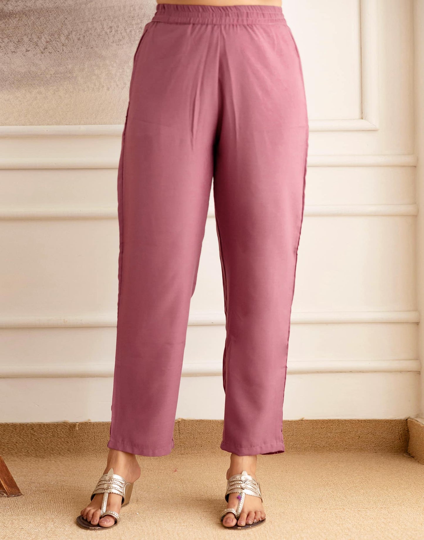 Affordable Pink Silk Embroidered Straight Kurta Set