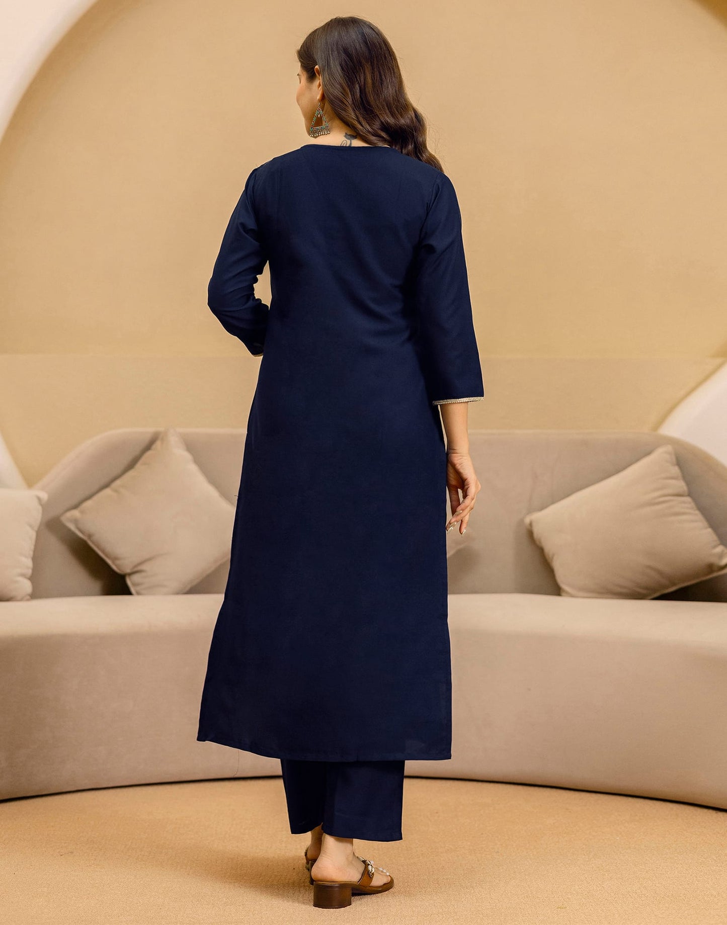Rayon Embroidered Straight Kurta with Pant & Dupatta
