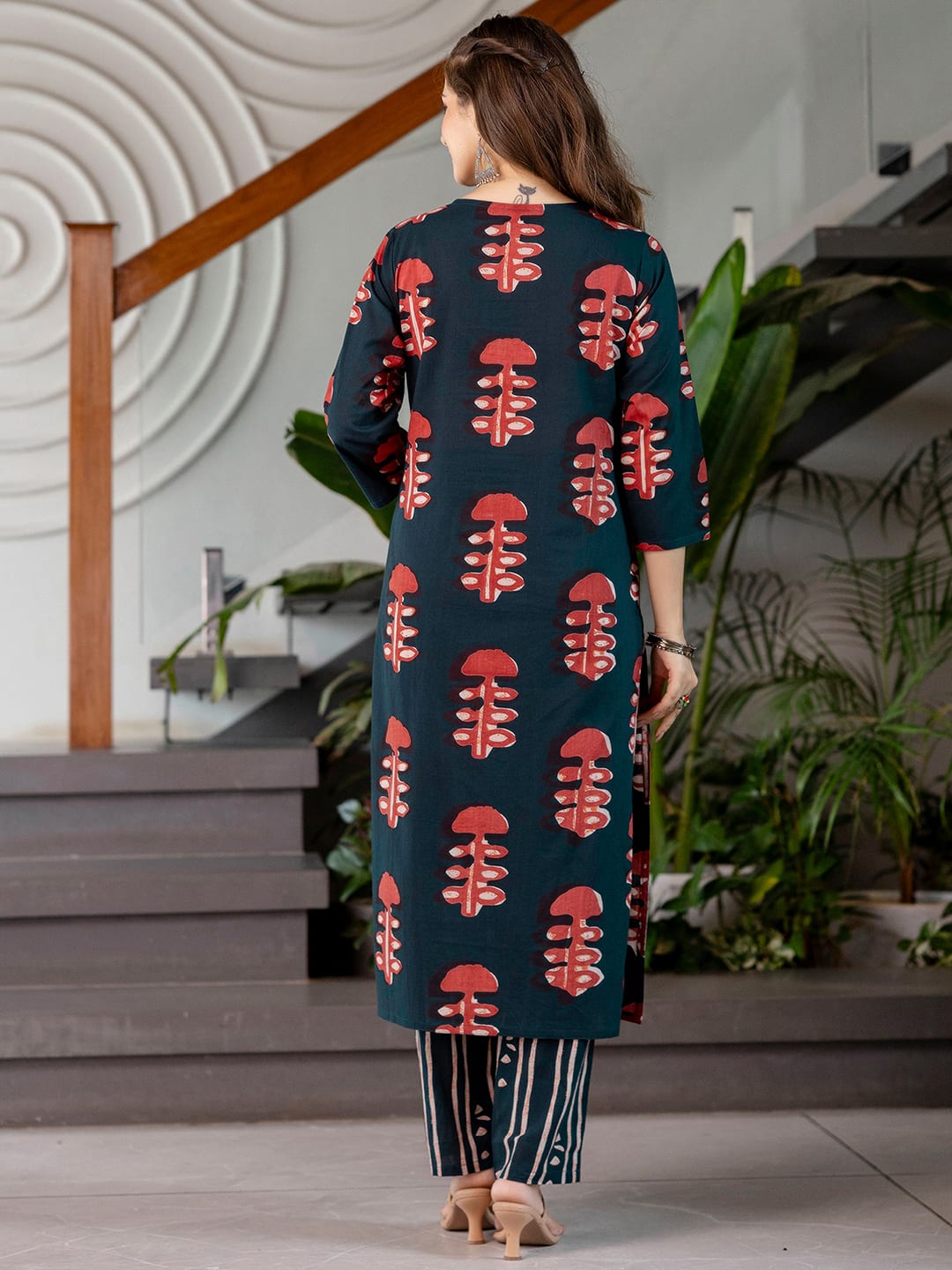 Cotton Printed Straight Kurta with Pant & Dupatta