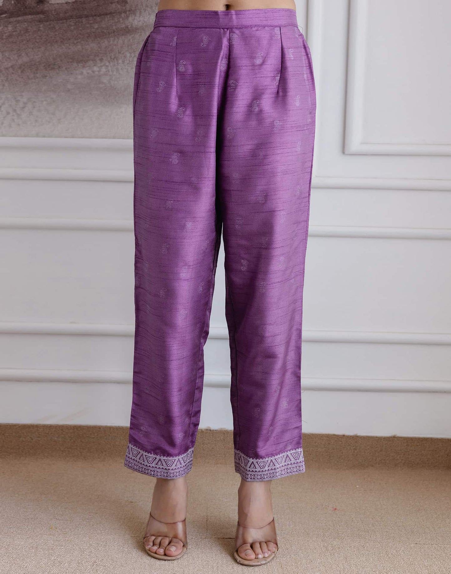 Silk Blend Printed Straight Kurta with Pant & Dupatta