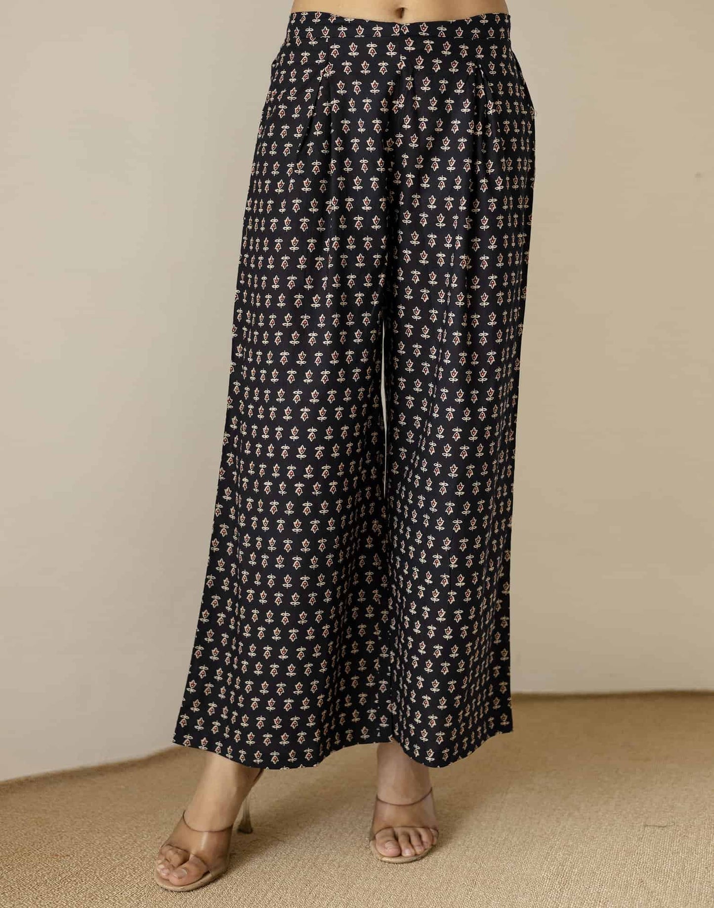 Affordable Black Cotton Printed Straight Kurta Set with Palazzo & Dupatta under 999