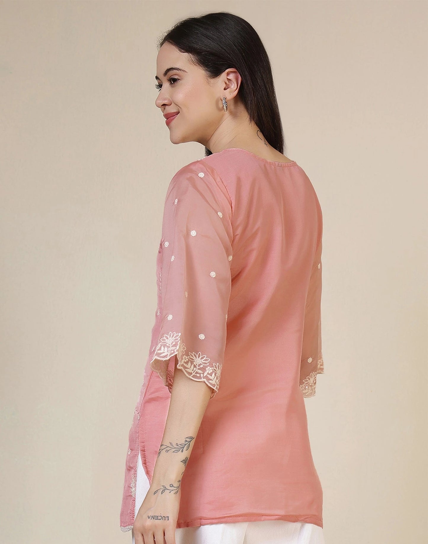 Silk Embroidered Straight Kurti