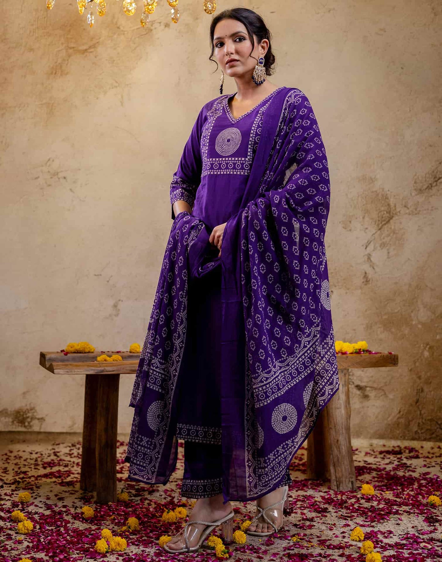 Cotton Printed Straight Kurta with Pant & Dupatta