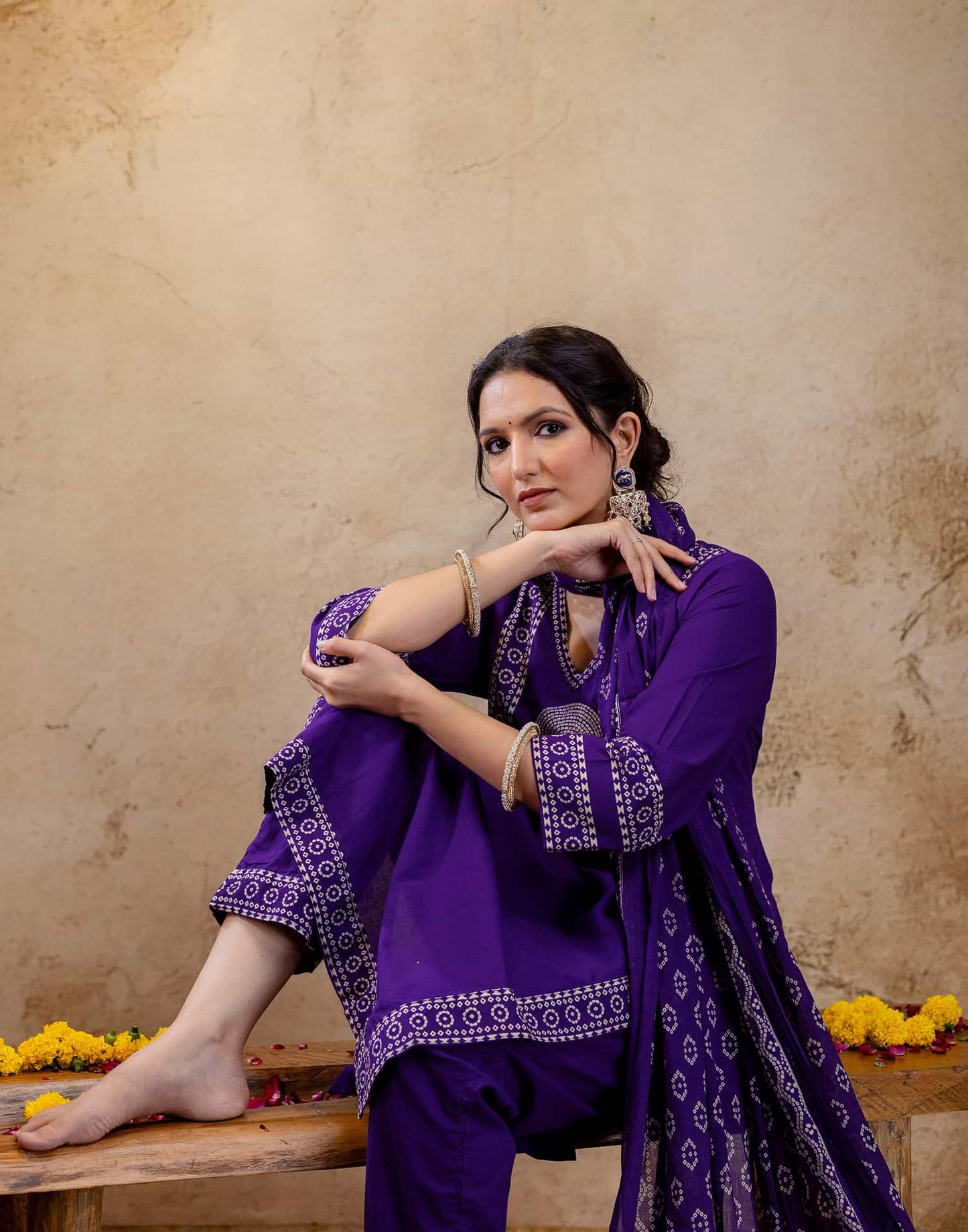 Cotton Printed Straight Kurta with Pant & Dupatta