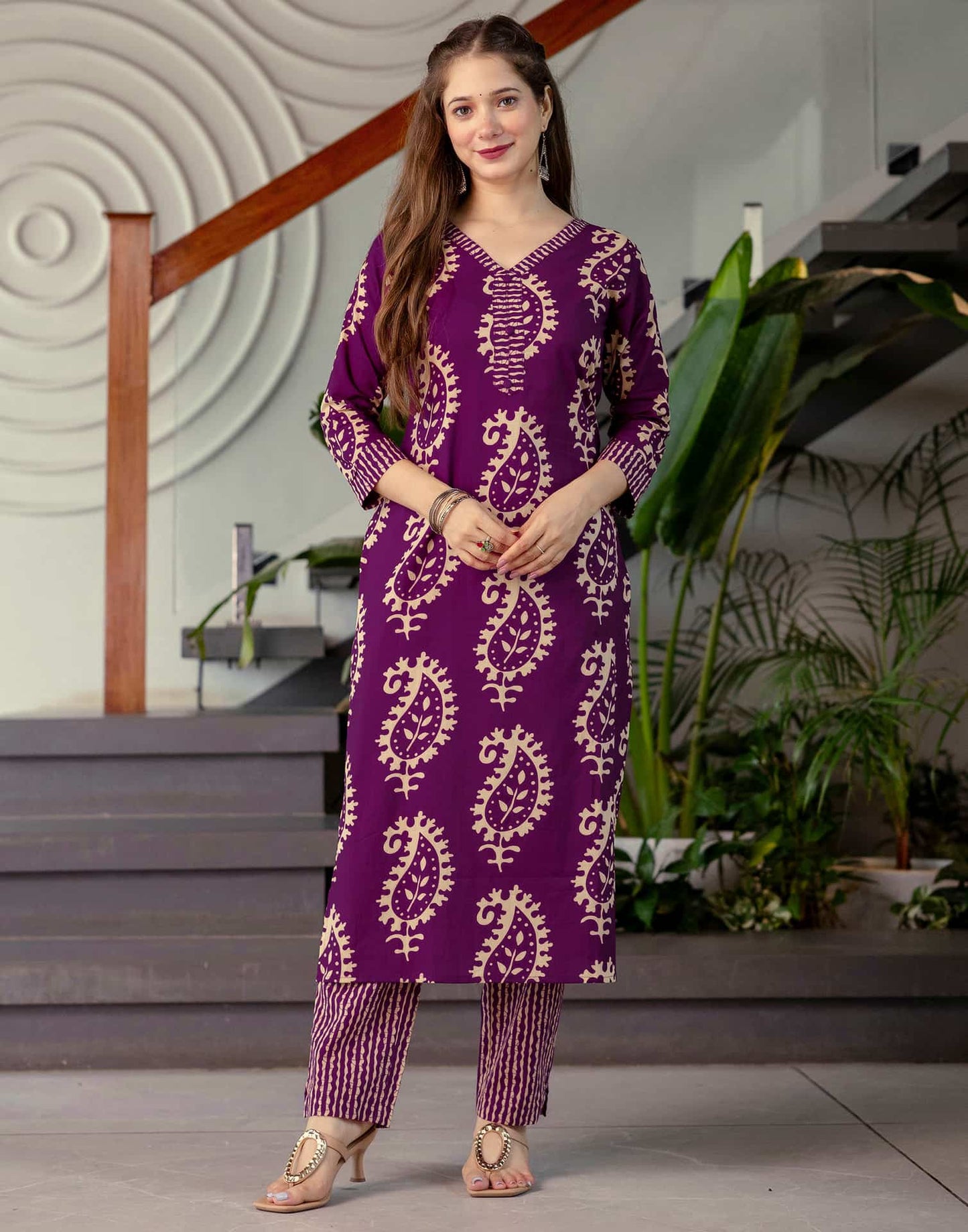 Cotton Printed Straight Kurta with Pant & Dupatta