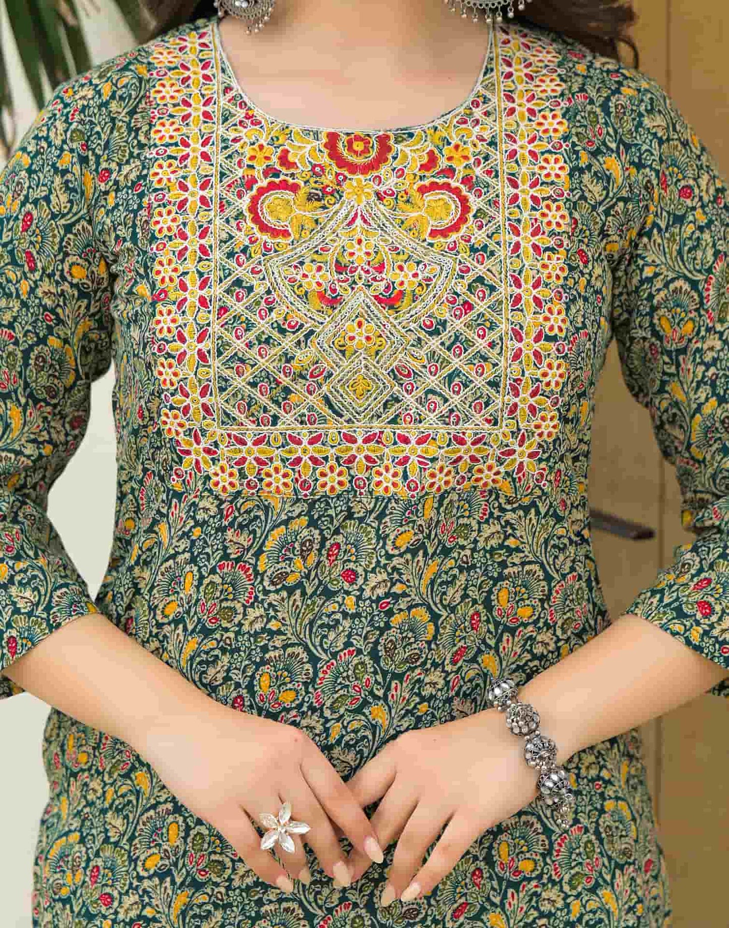 Cotton Printed Straight Kurta with Pant & Dupatta
