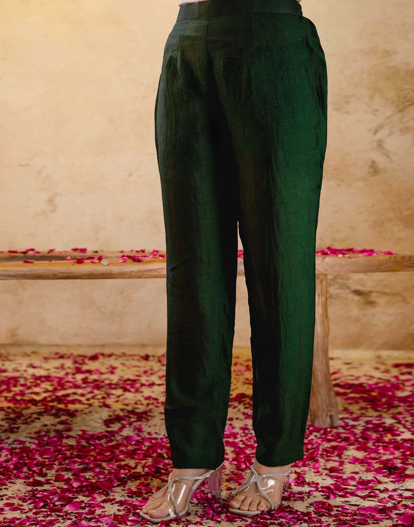 Silk Straight Embroidery Round Neck Kurta with Pant & Dupatta