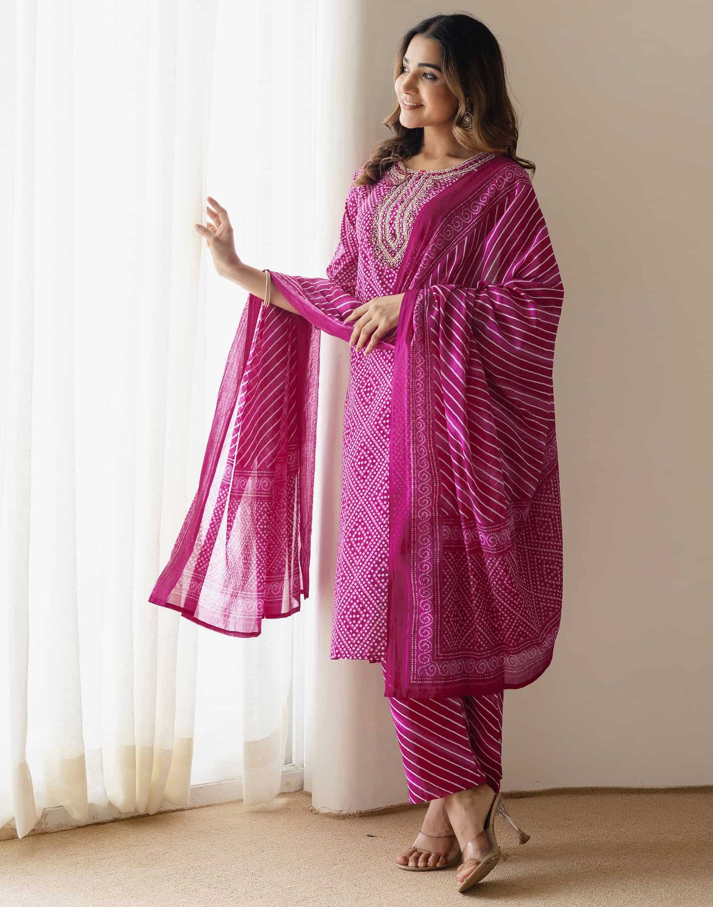 Cotton Printed Straight Kurta with Pant & Dupatta