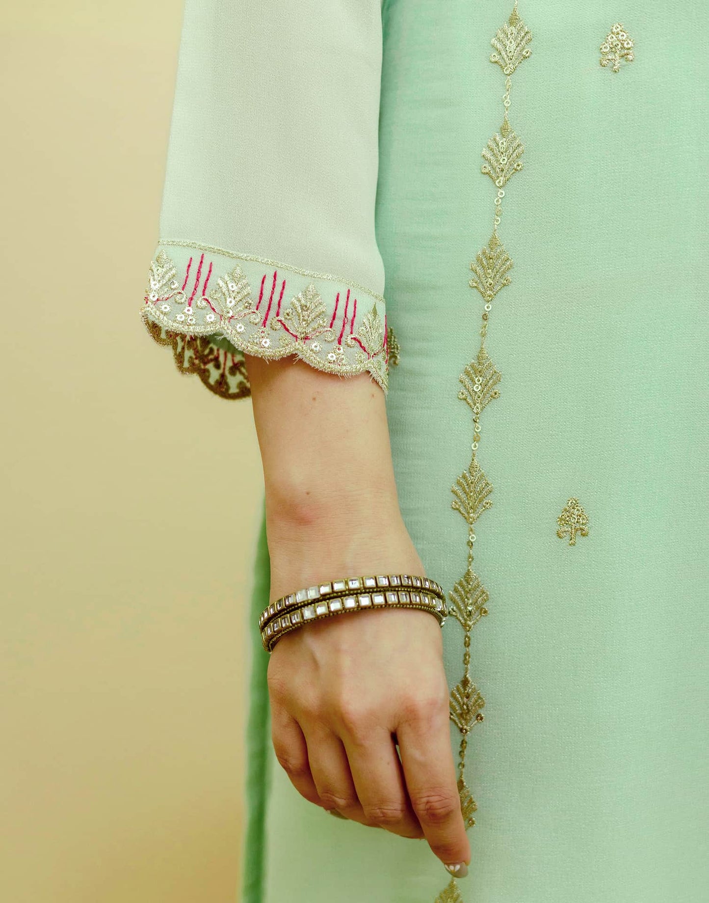 Georgette Embroidered Straight Kurta with Pant & Dupatta
