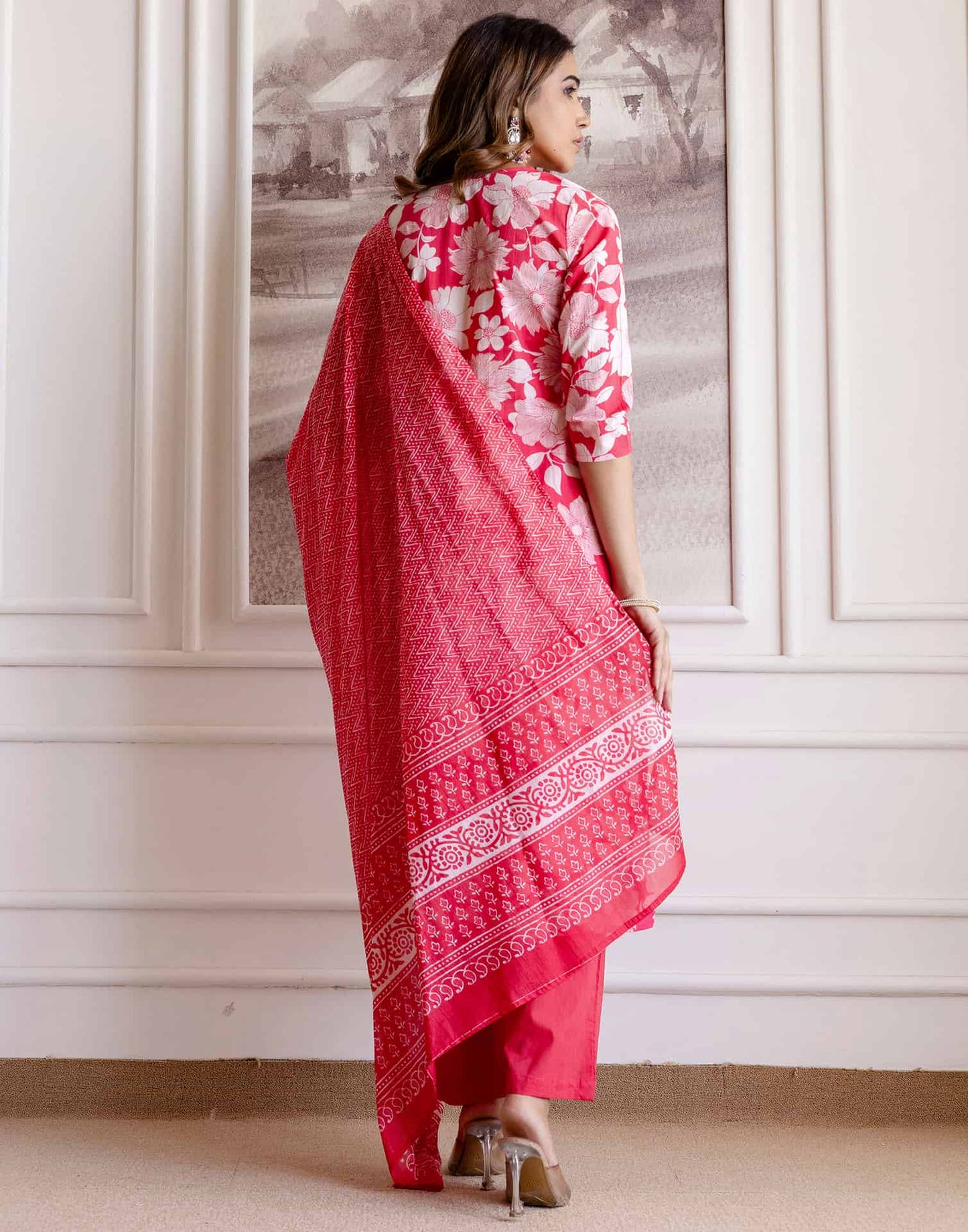 Cotton Printed Straight Kurta with Pant & Dupatta