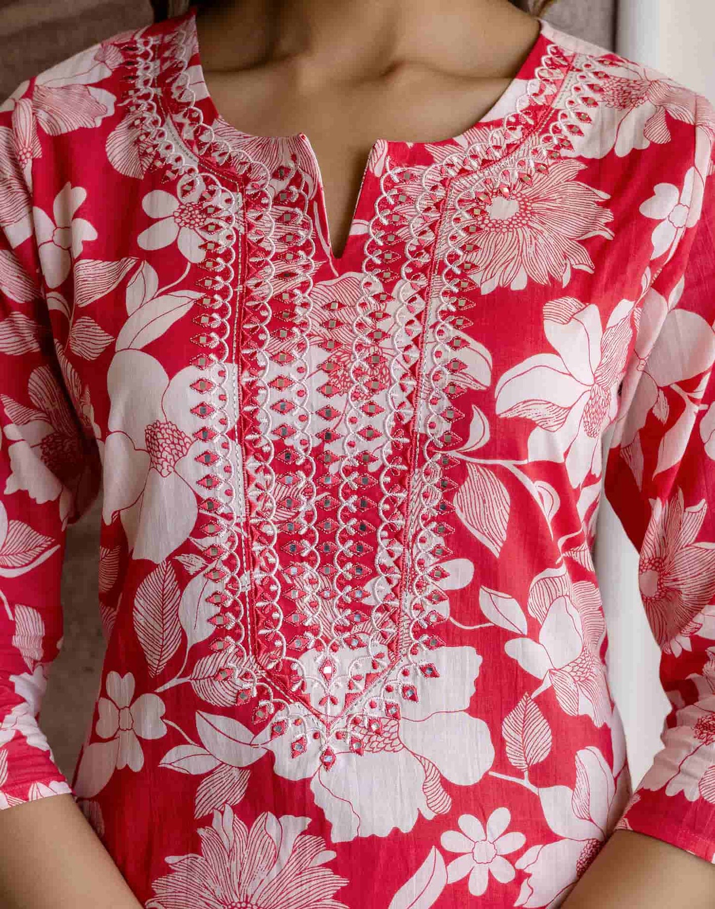 Cotton Printed Straight Kurta with Pant & Dupatta