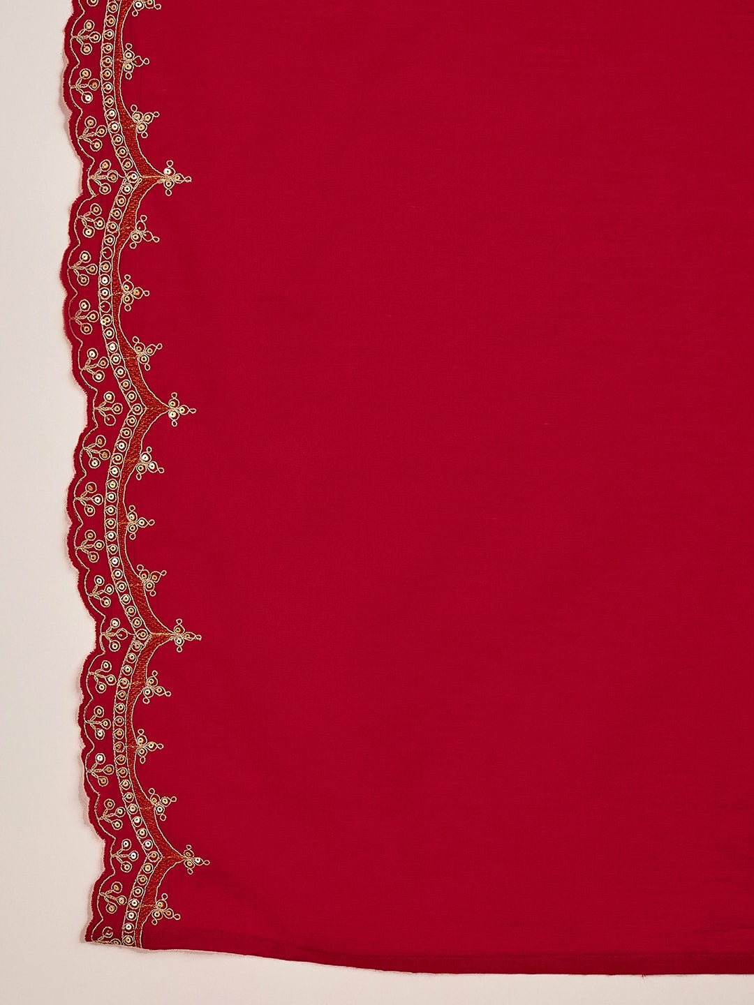 Maroon Silk Embroidered Kurta Set with Dupatta Round Neck Ethnic Wear for Karwa Chauth