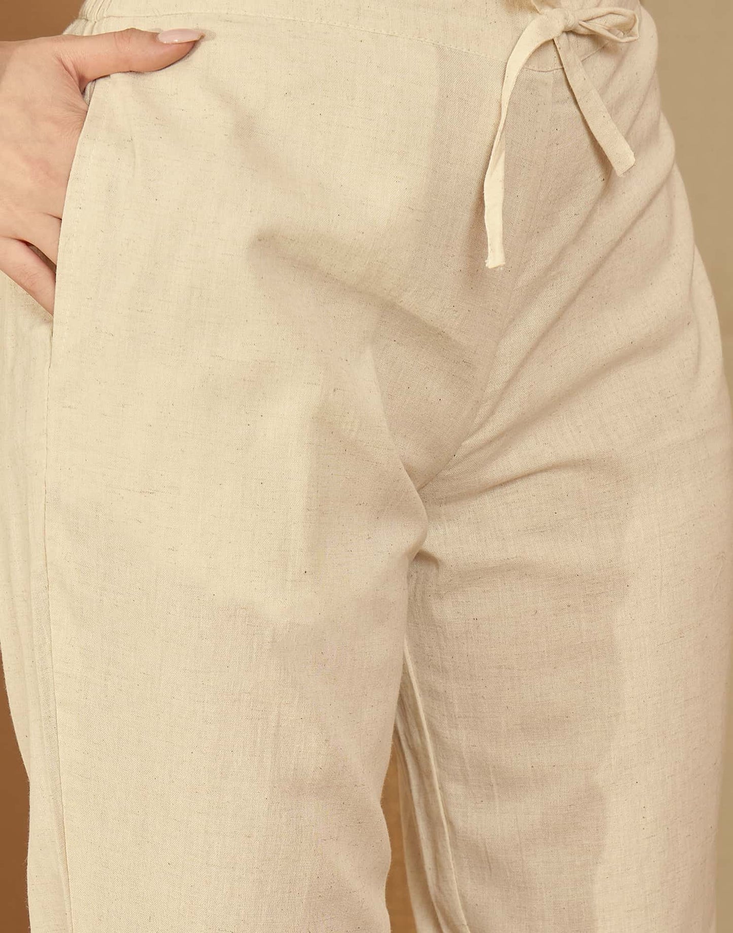 Beige Cotton Embroidered Straight Kurta Set with Pant & Dupatta Affordable Square Neck Ethnic Kurti for Casual