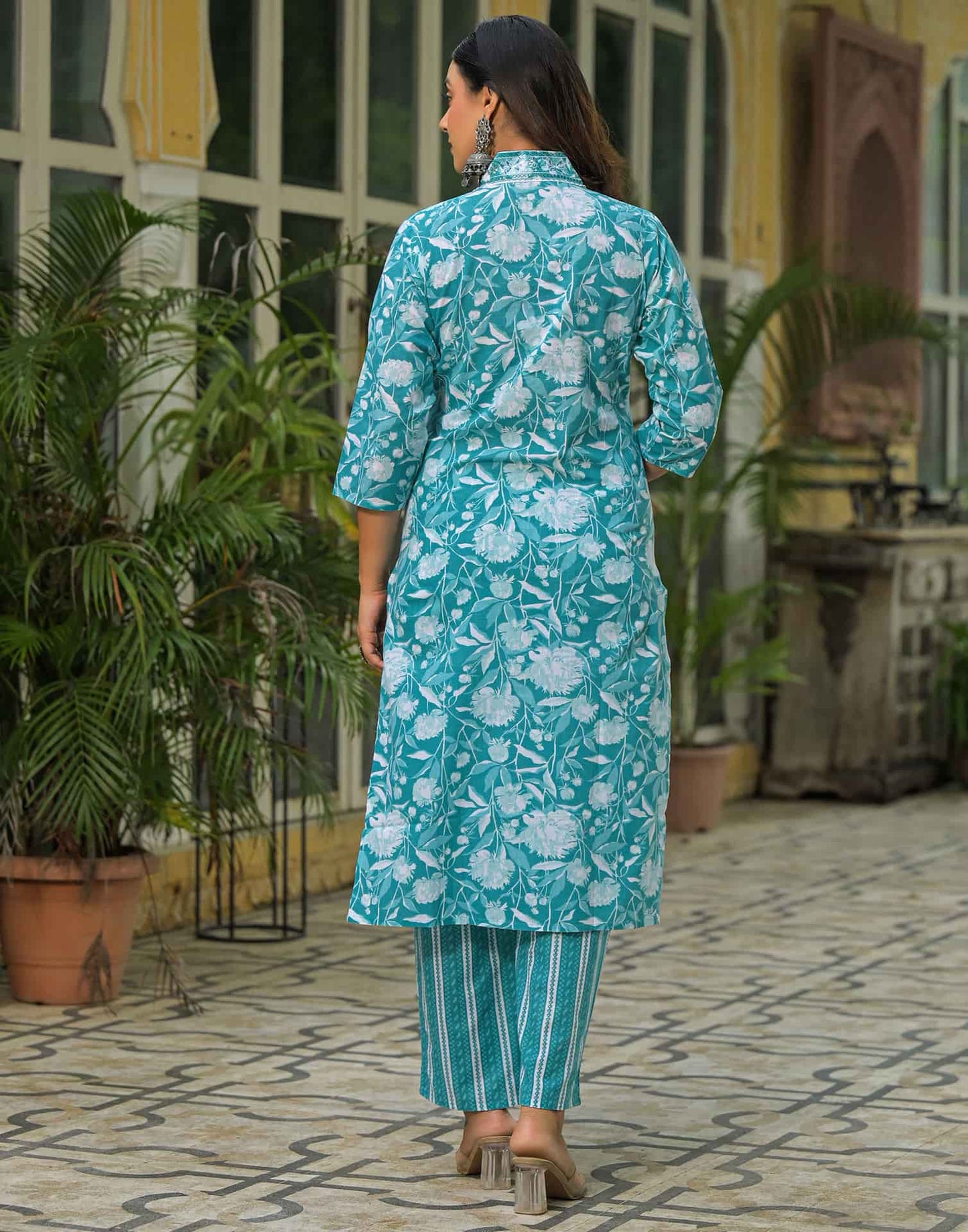 Cotton Printed Straight Kurta with Pant & Dupatta