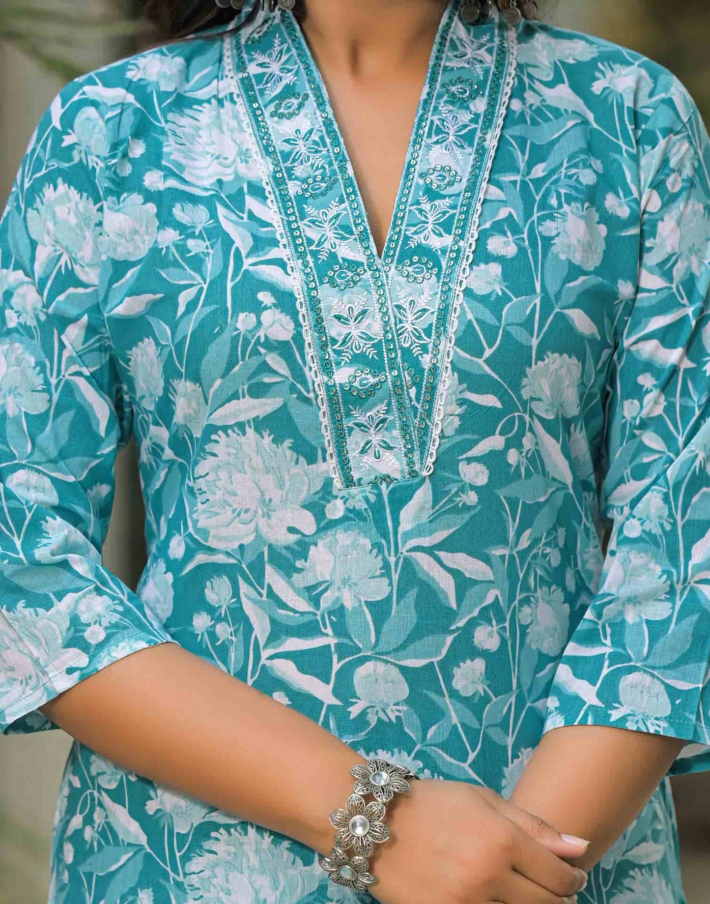 Cotton Printed Straight Kurta with Pant & Dupatta