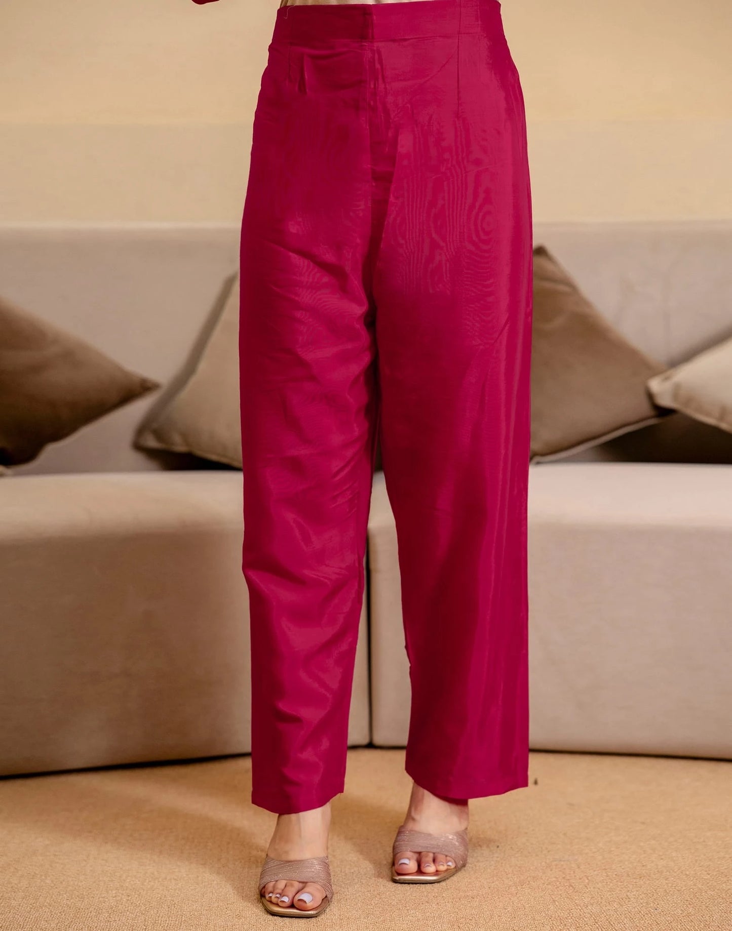 Silk Blend Embroidered Straight Kurta with Pant & Dupatta