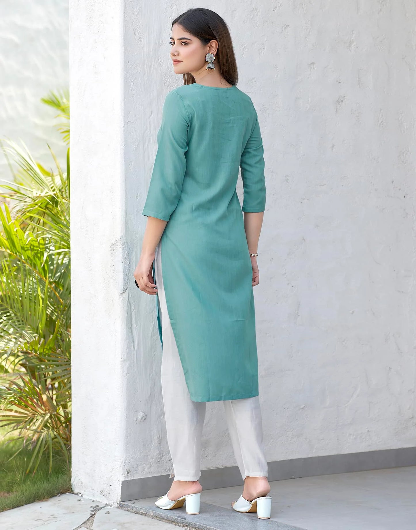 Cotton Embroidered Straight Kurti
