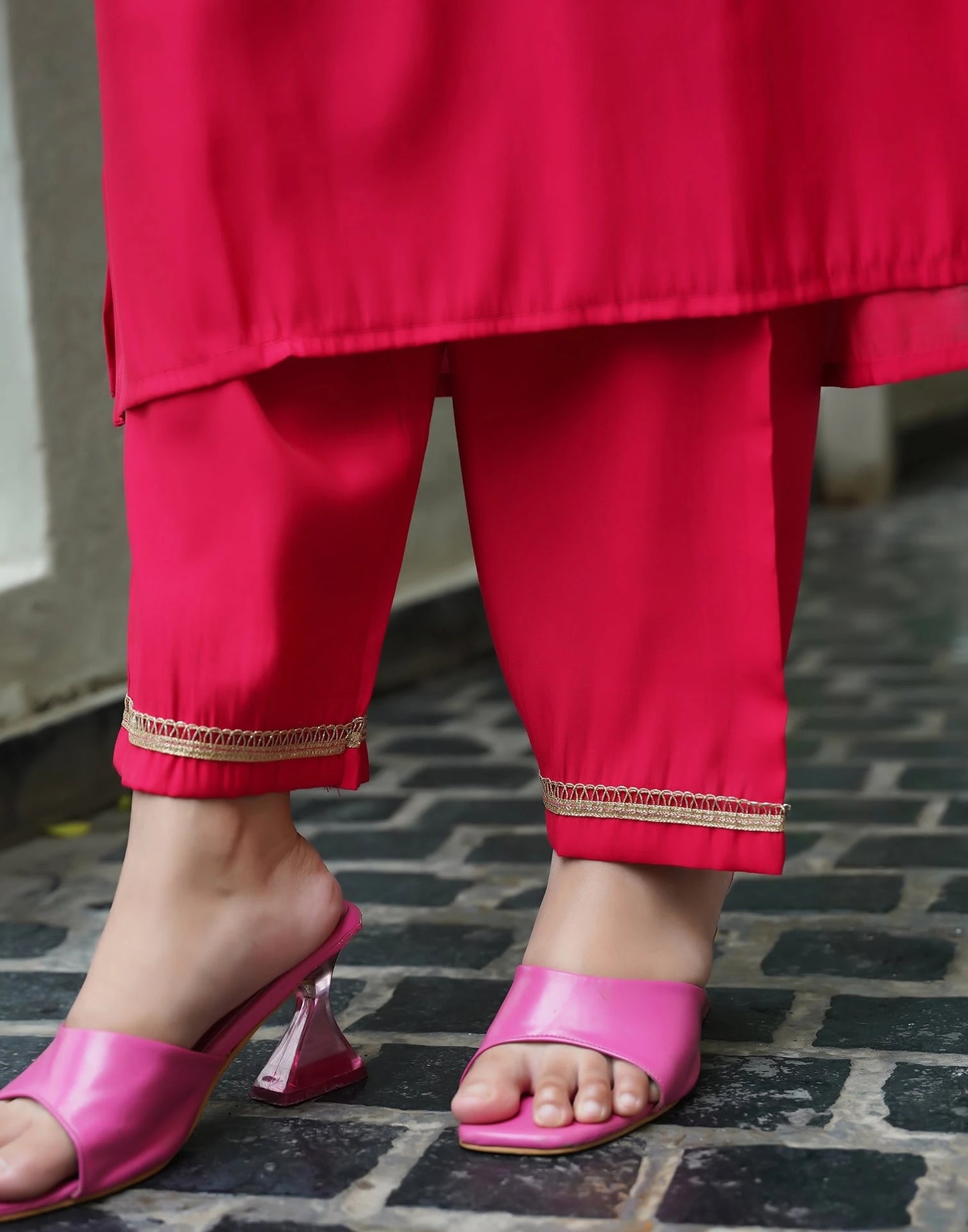 Silk Blend Embroidered Straight Kurta with Pant & Dupatta