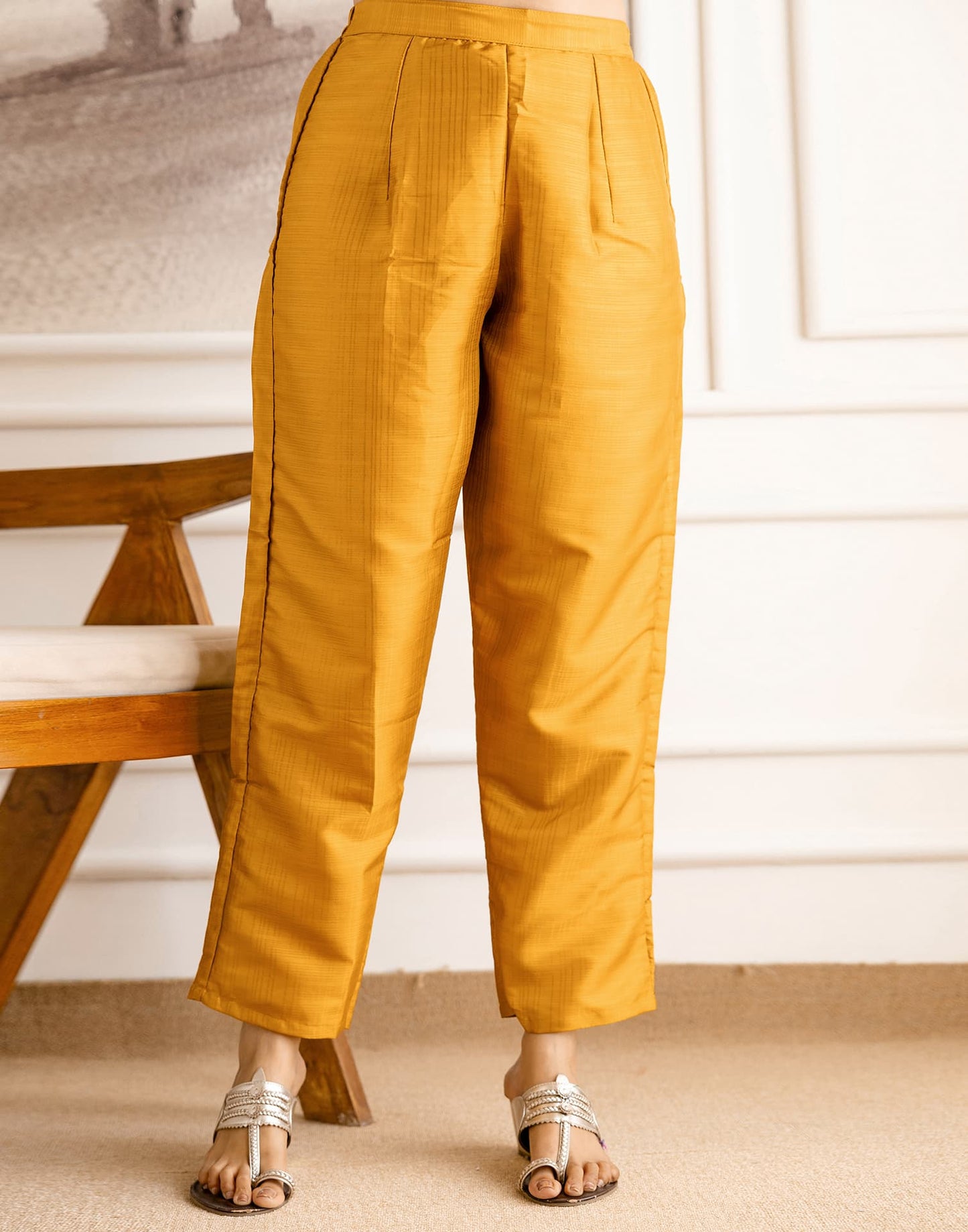 Yellow Silk Embroidered Straight Kurta Set with Pant & Dupatta. is perfect for weddings, festive occasions