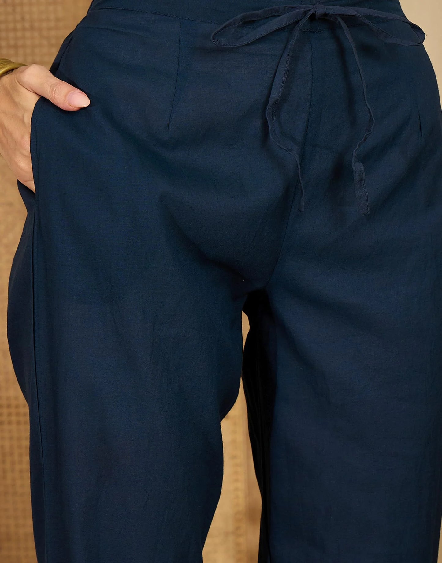 Blue Cotton Embroidered Anarkali Kurta with Pant & Dupatta for Women