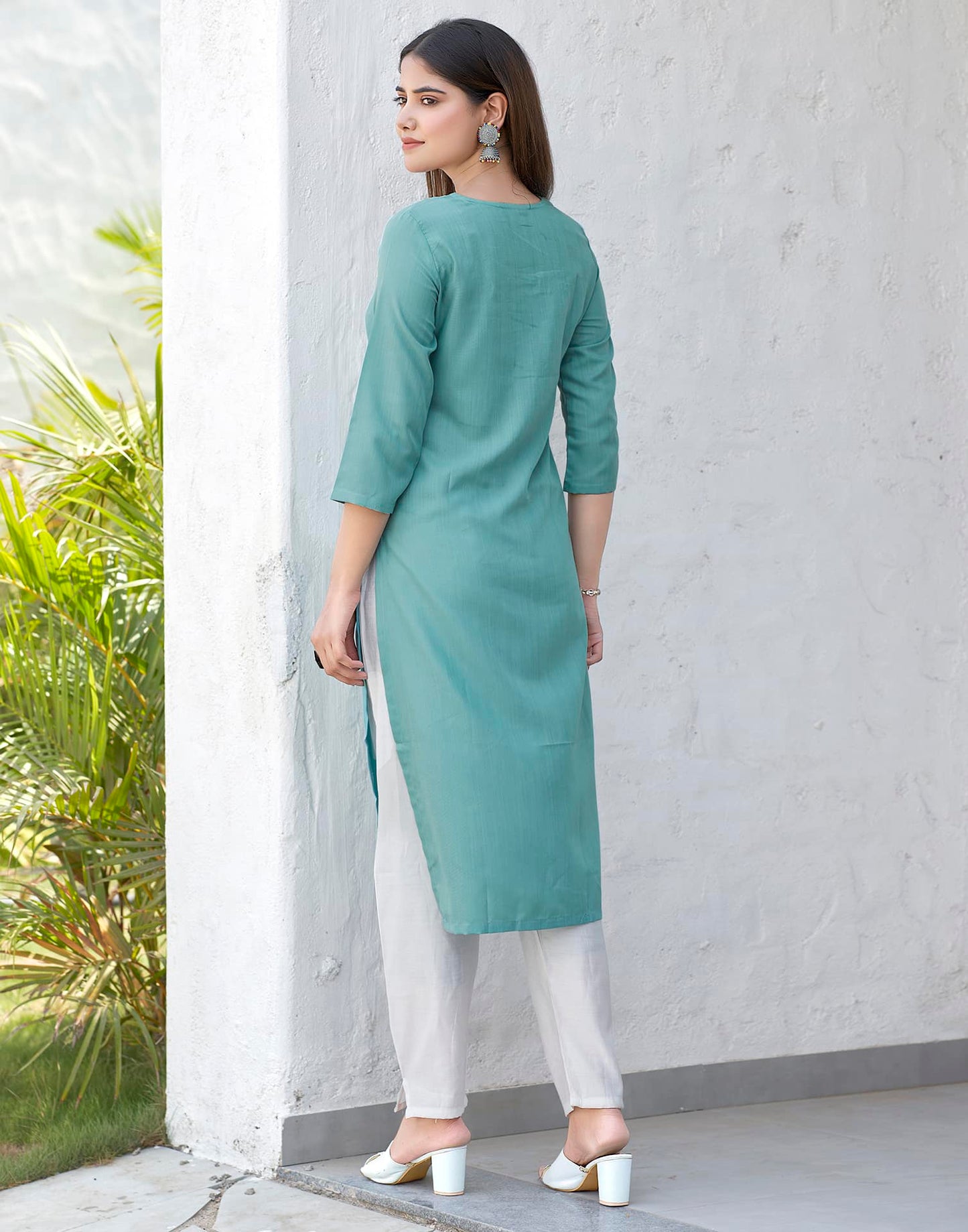 Cotton Embroidered Straight Kurti