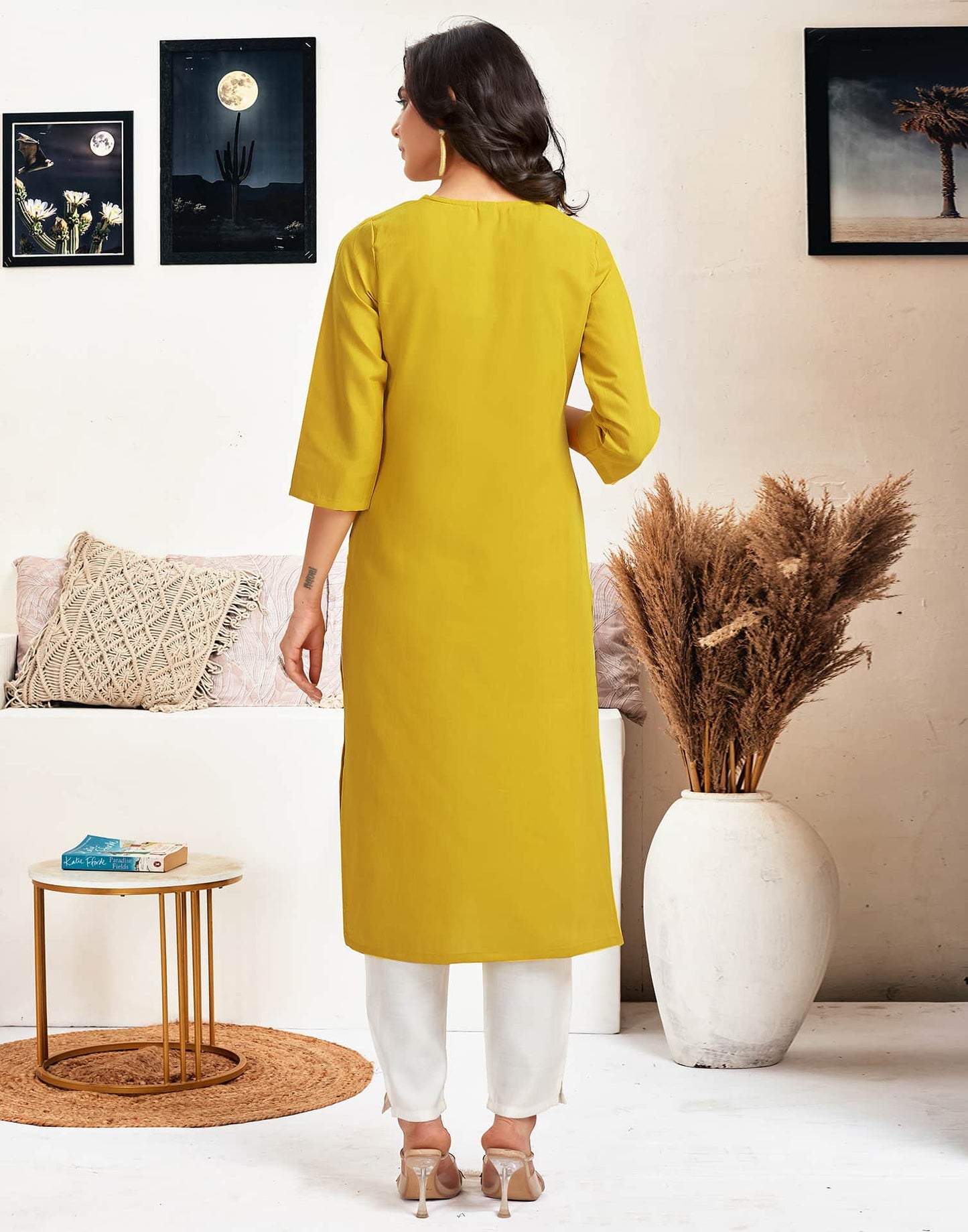 Cotton Embroidered Straight Kurti