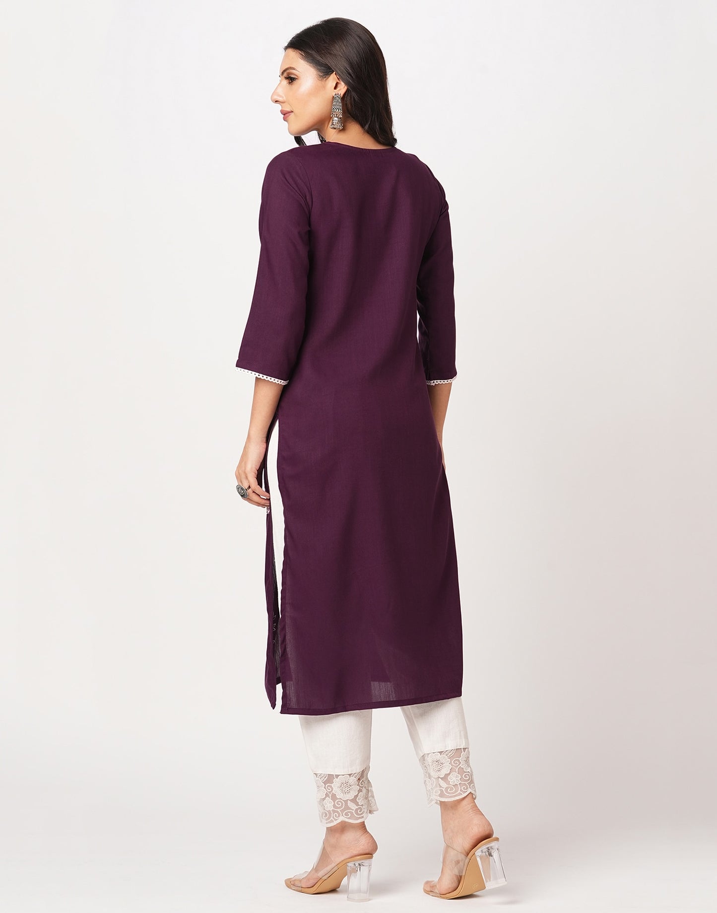 Cotton Embroidered Straight Kurti