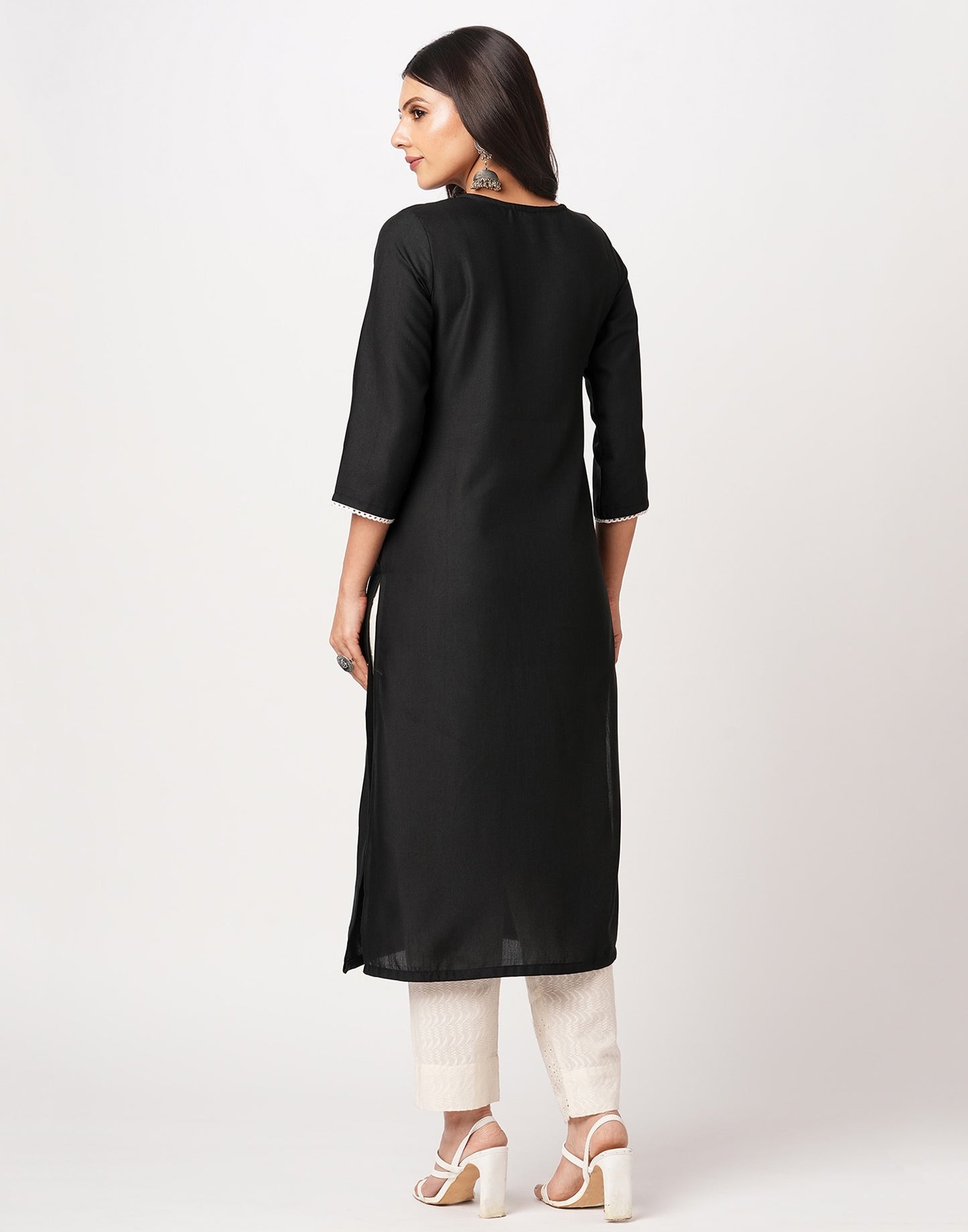Cotton Embroidered Straight Kurti