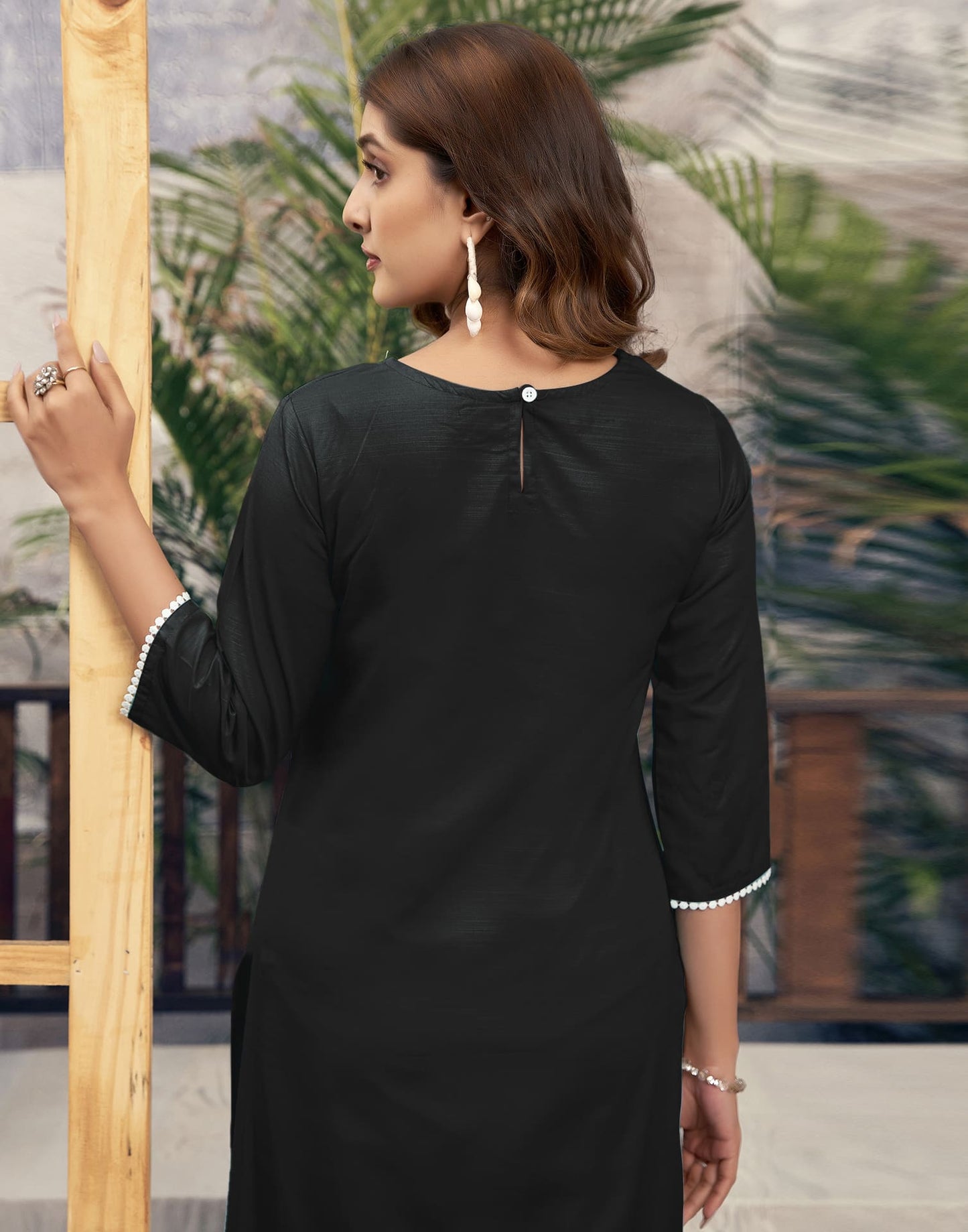 Rayon Embroidered Straight Kurti