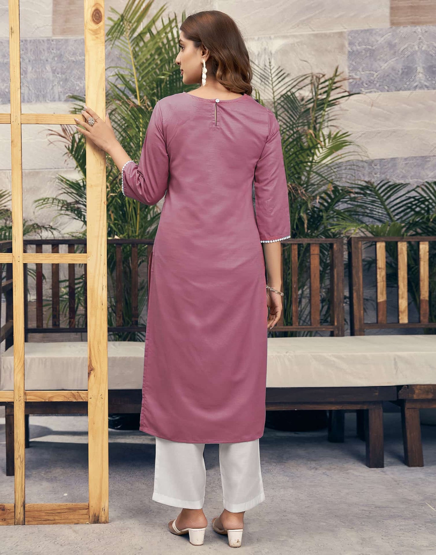 Rayon Embroidered Straight Kurti