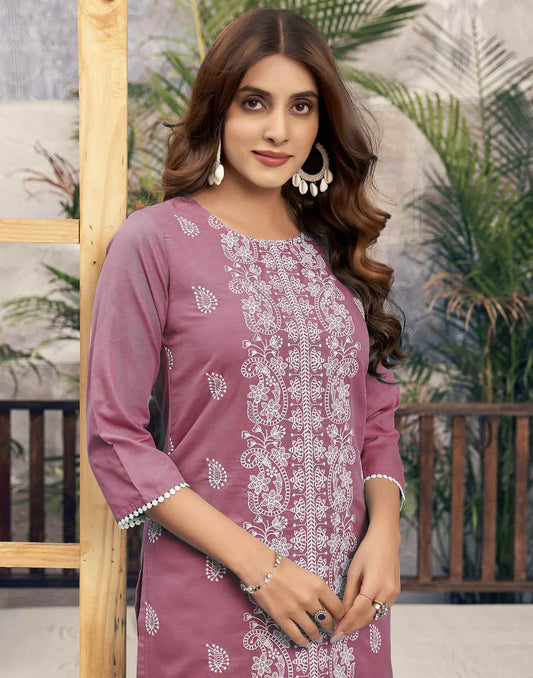 Rayon Embroidered Straight Kurti