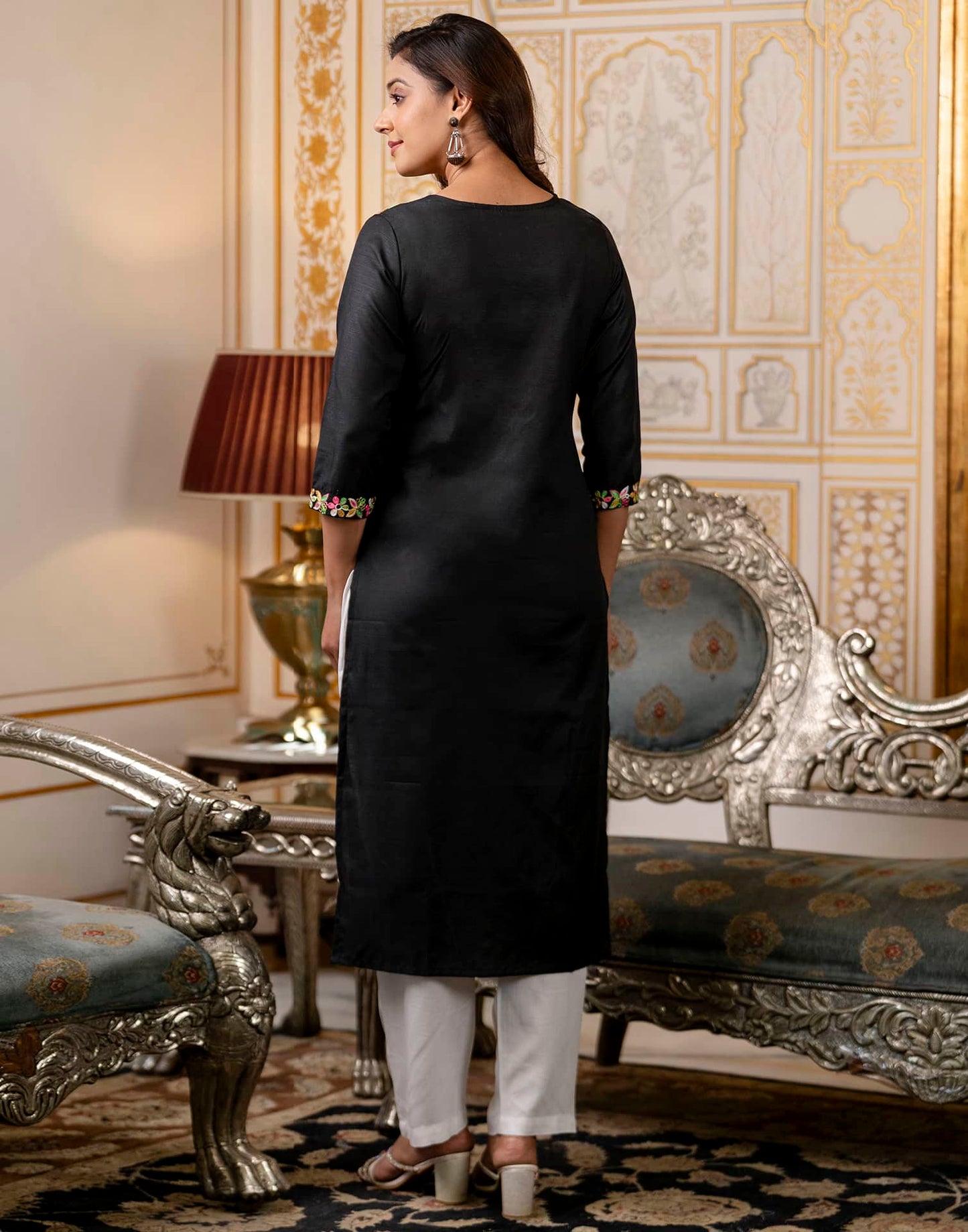 Cotton Embroidered Straight Kurti