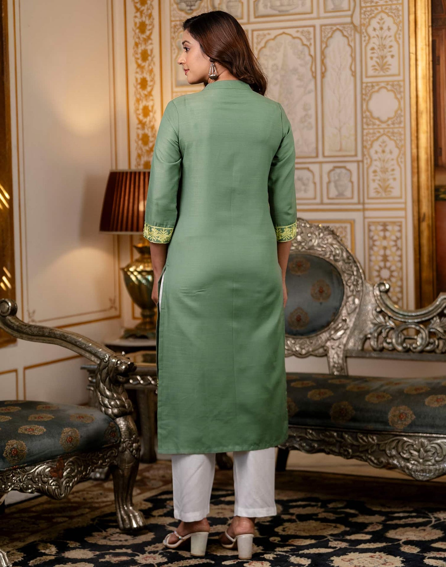 Cotton Embroidered Straight Kurti