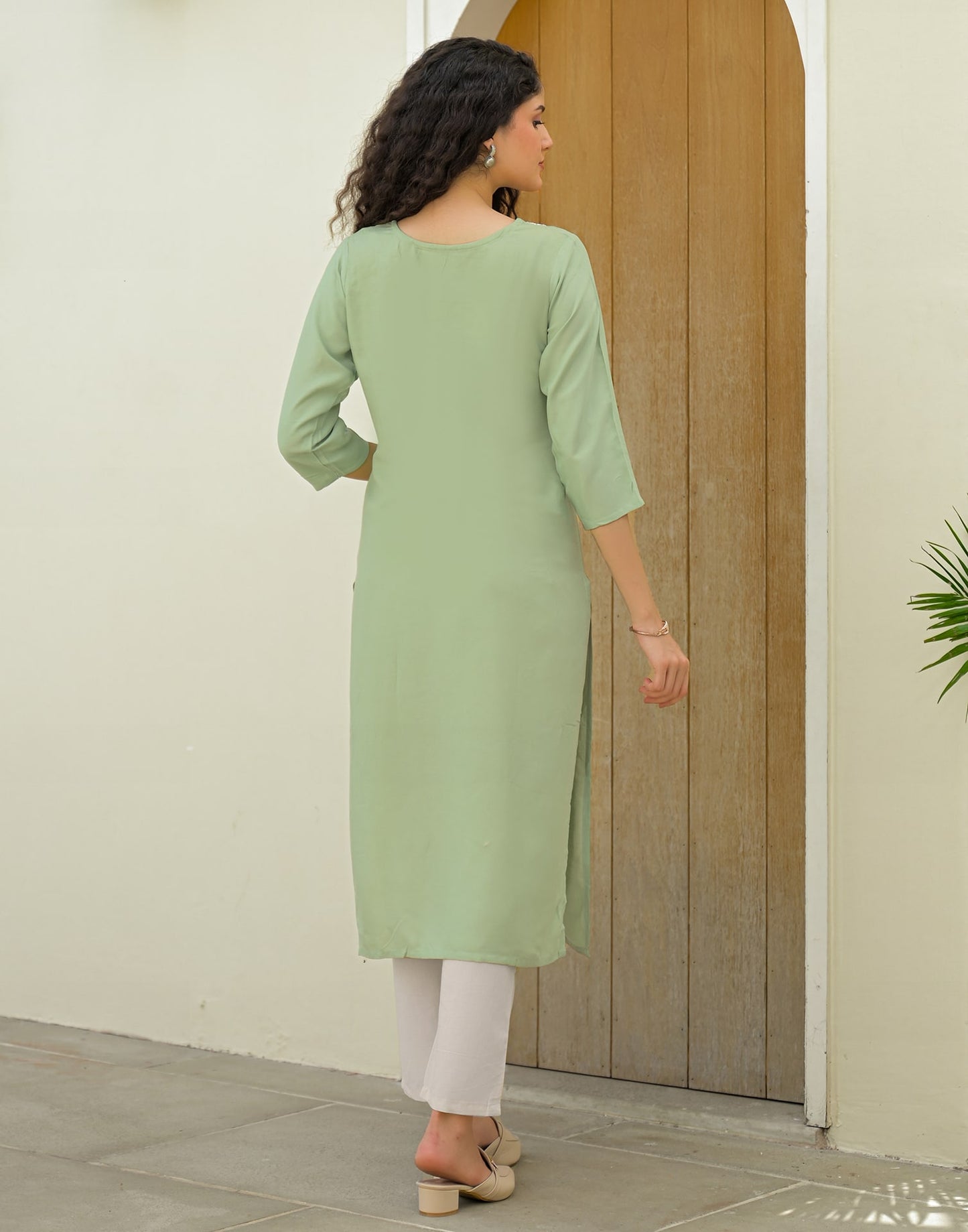 Rayon Embroidered Straight Kurti