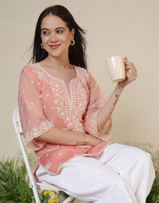 Silk Embroidered Straight Kurti