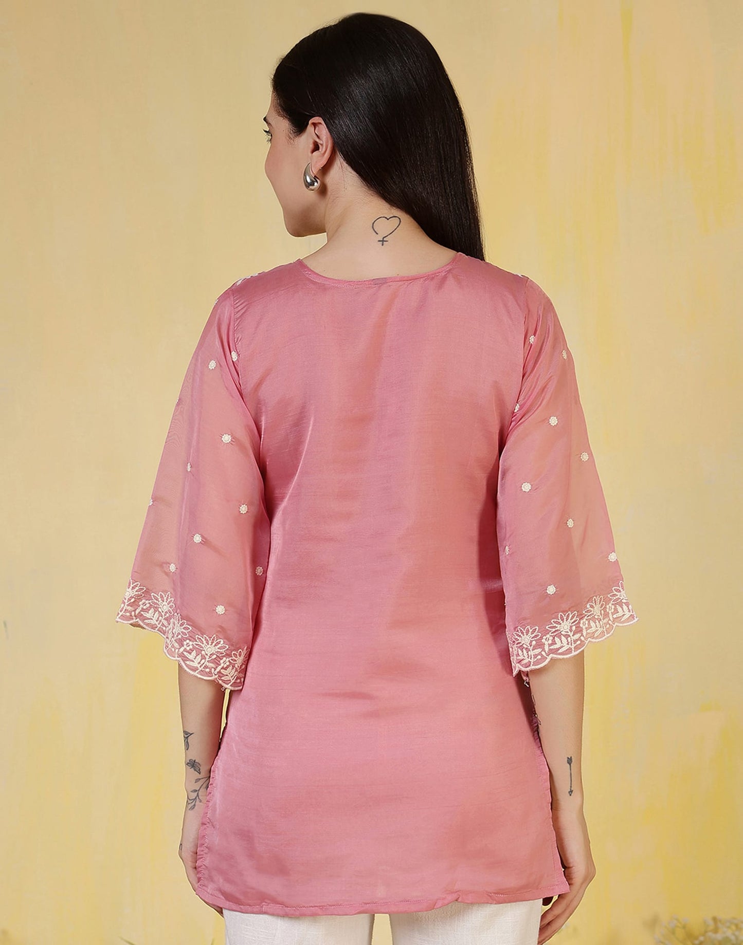Silk Embroidered Straight Kurti