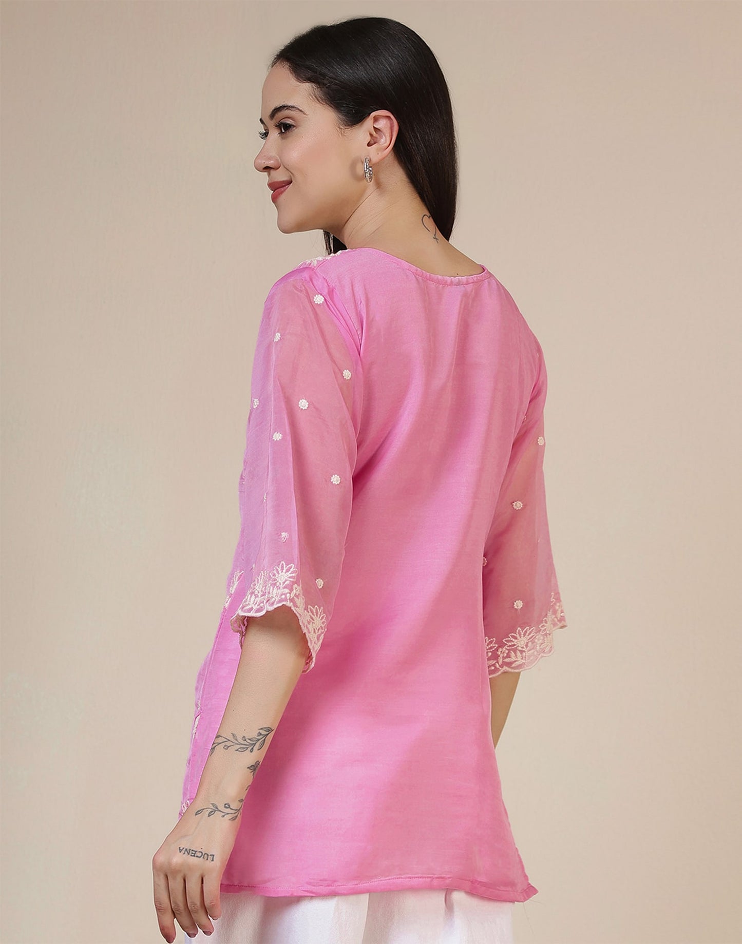 Silk Embroidered Straight Kurti